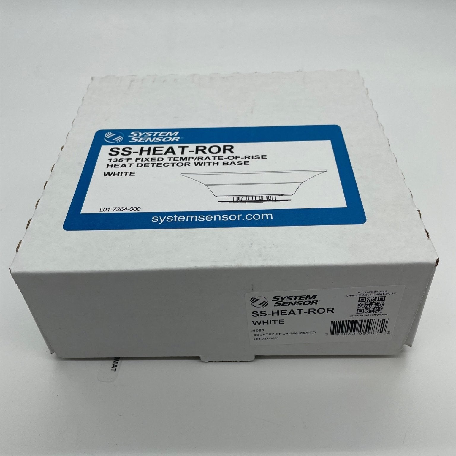 System Sensor SS-HEAT-ROR thermal detector with a compact, round design for detecting heat in fire alarm systems.