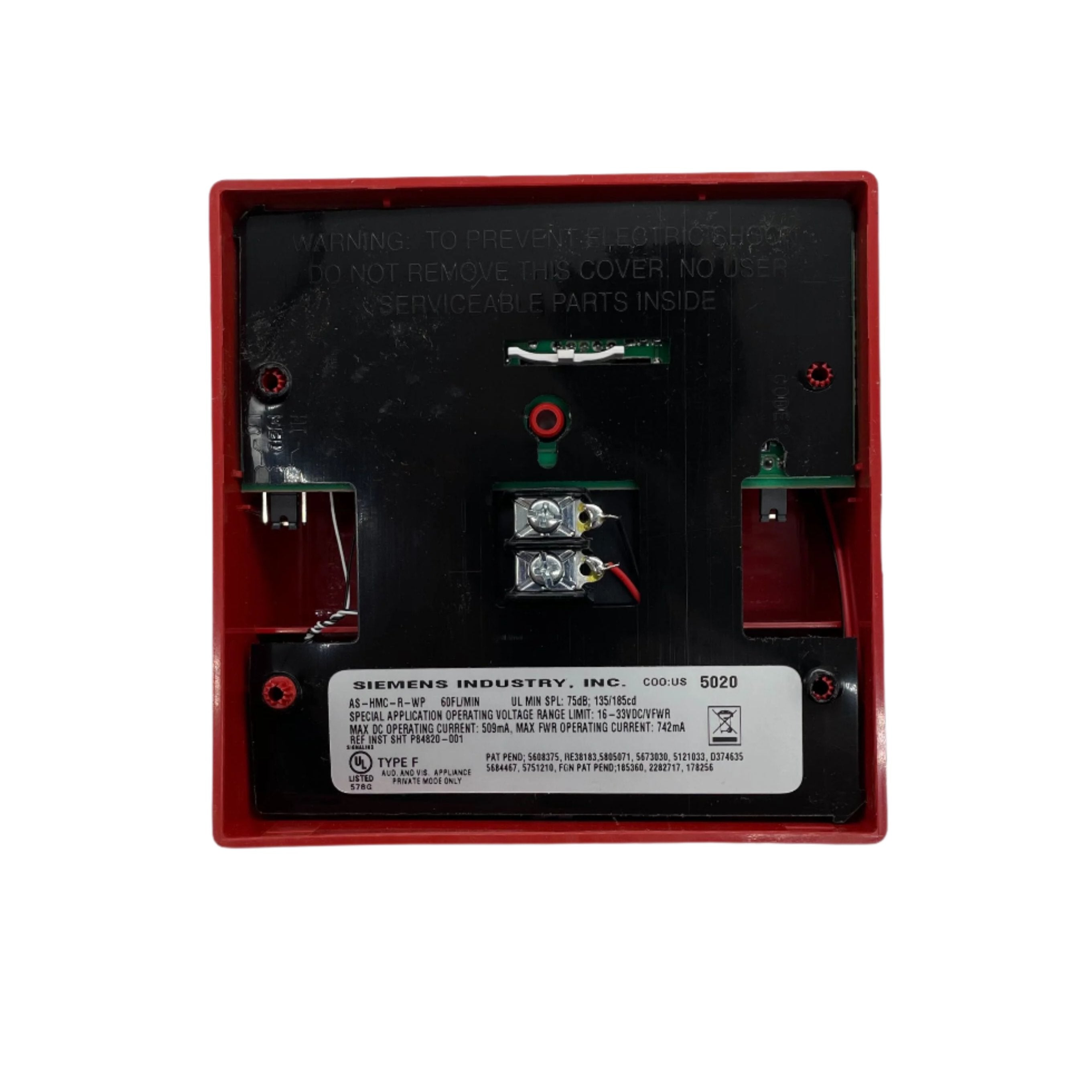 Siemens AS-HMC-R-WP (500-636183) Horn Hi Multi Candela Wall Red