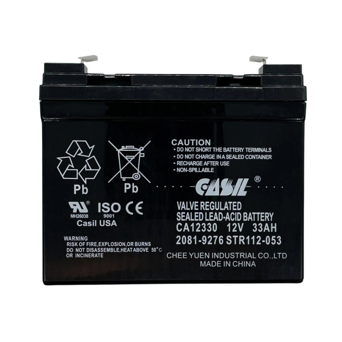 Casil 2081-9276 12V 33Ah battery with black casing and terminals for automotive or backup power applications