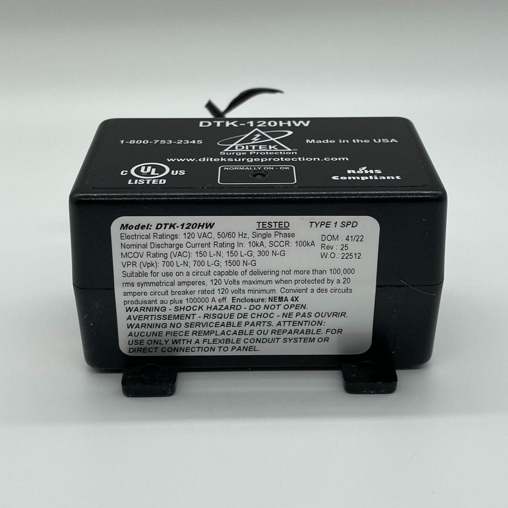 Ditek DTK-120HW 120VAC 20A Parallel Protector