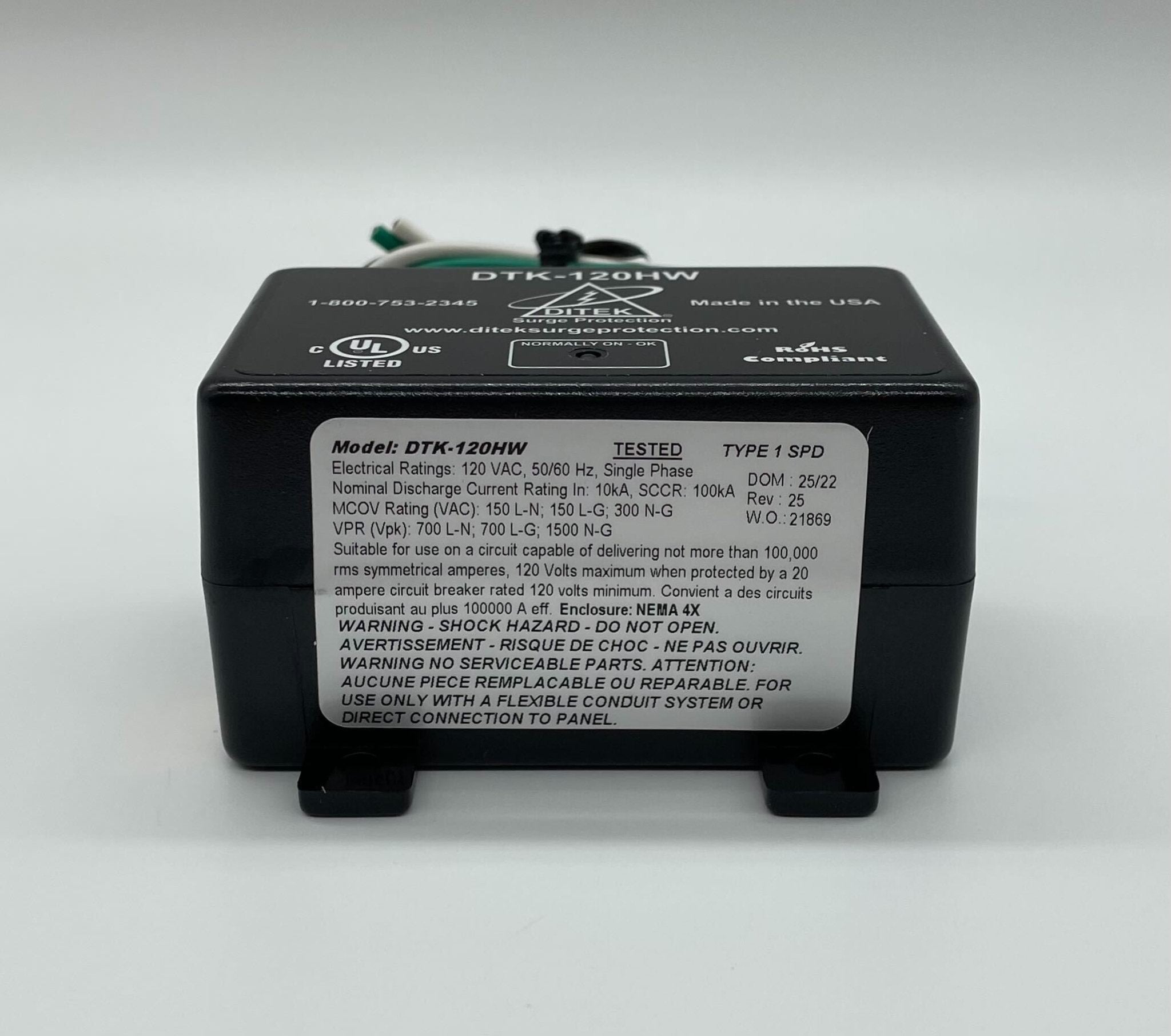 DITEK DTK-120HWLOK 120VAC 20A Parallel Protector - The Fire Alarm Supplier