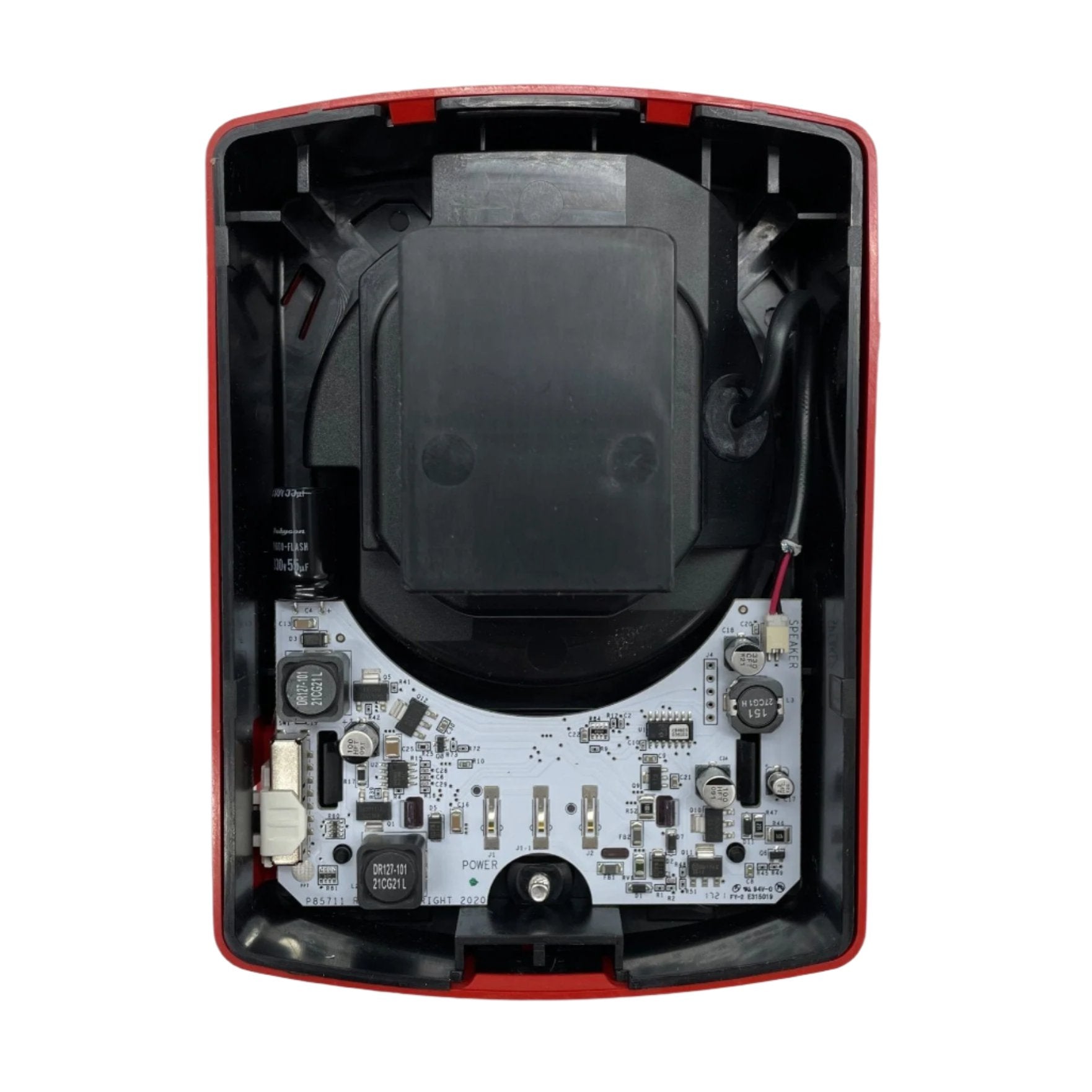Eaton Wheelock ELFHSR Eluxa low frequency sounder strobe with flashing light and speaker for alarm alerts.