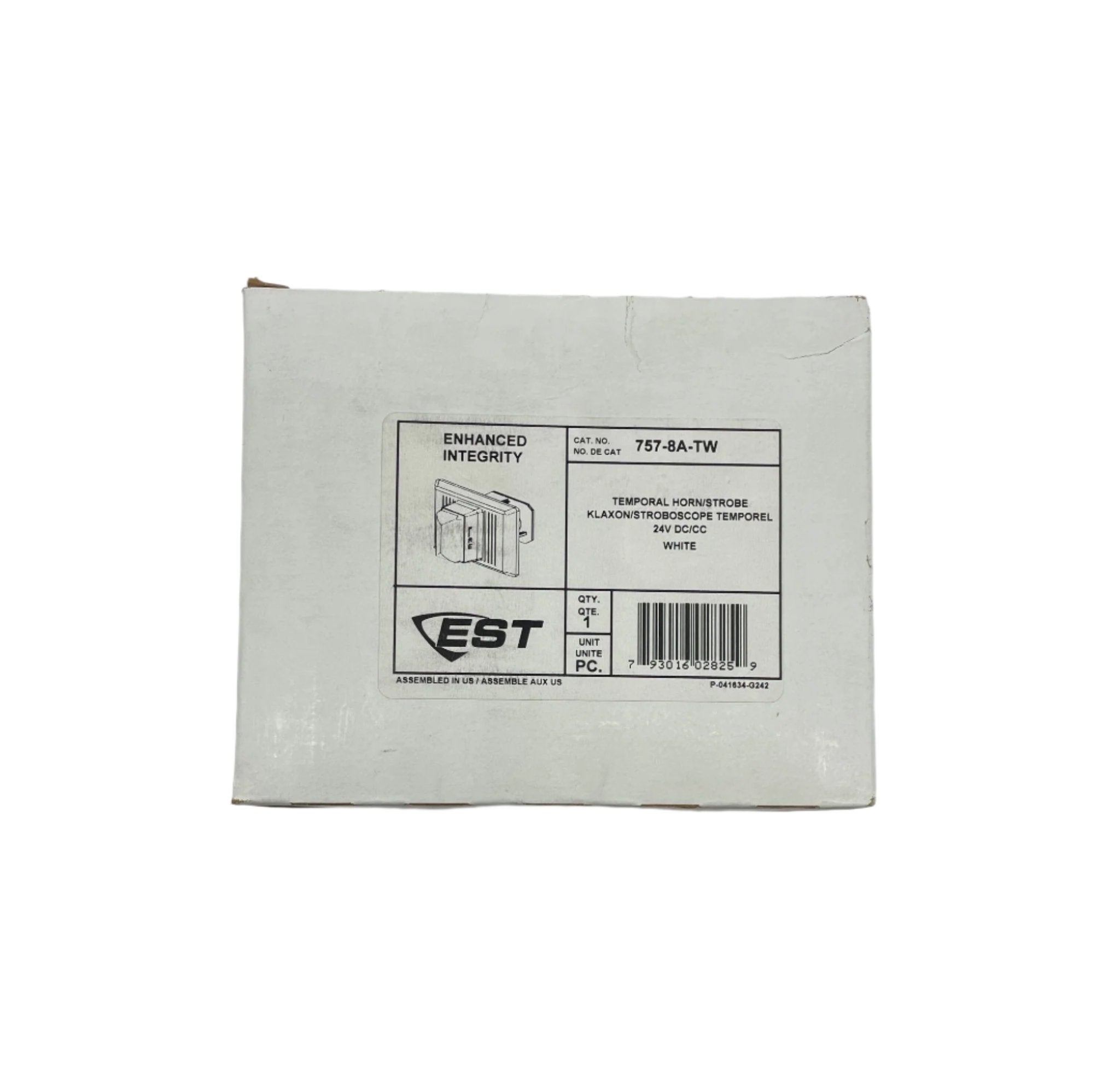 Edwards 757-8A-TW 110 Cd temporal horn strobe with orange horn and clear lens for emergency signaling and visual alerts.