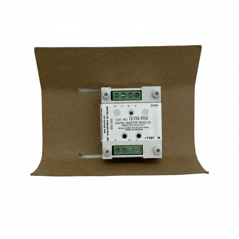 Edwards G1M-RM Genesis Signal Master remote mount module for fire alarm systems, shown with wiring and connections.