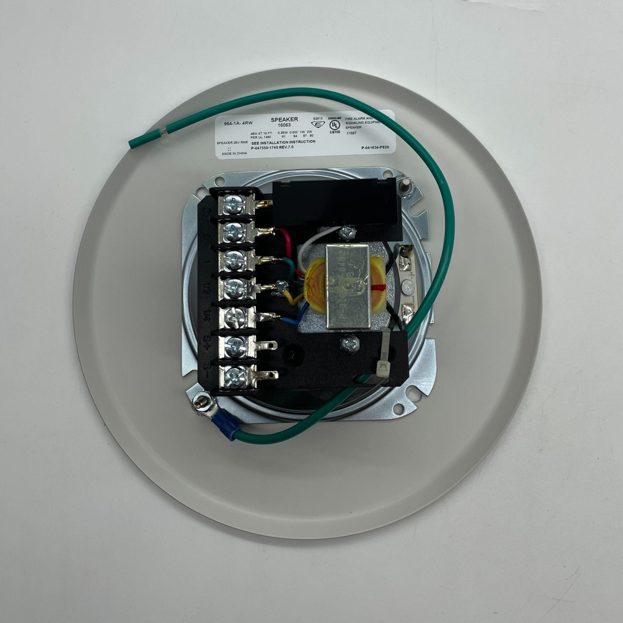 Edwards 964-1A-4RW 4-inch cone speaker showing the black cone and mounting frame for audio applications.