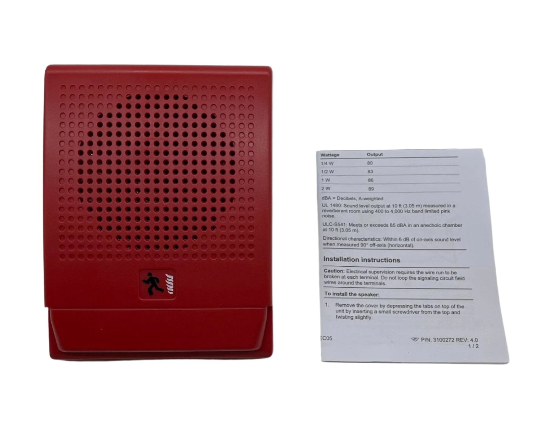 Edwards G4R-S7 70V red speaker with durable casing, mounted on a wall, designed for high-quality sound in commercial audio systems.