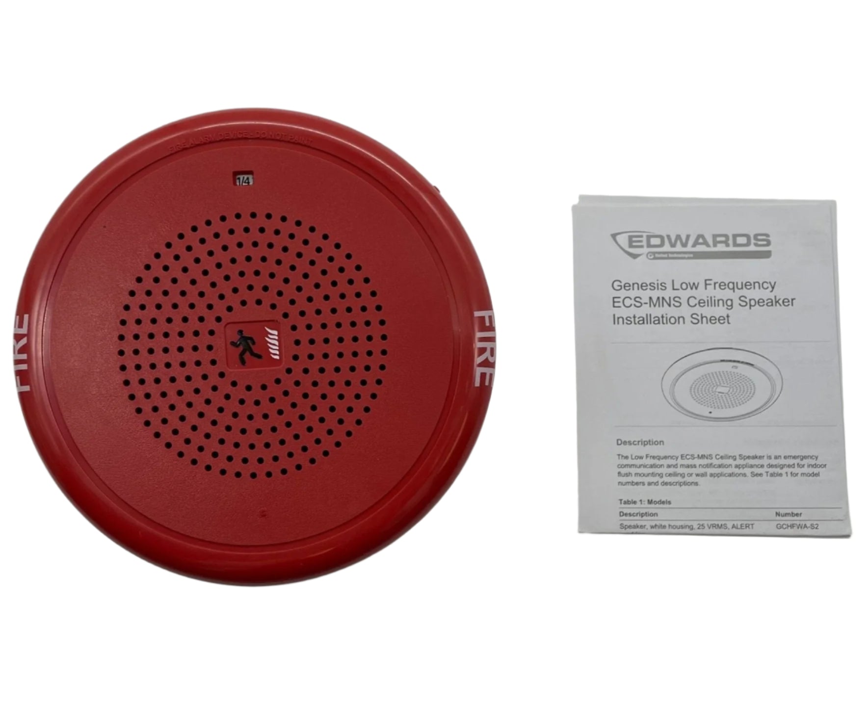 Edwards Genesis GCHFRF-S2 high-fidelity ceiling speaker with round grille and sleek design, ideal for home audio installations.