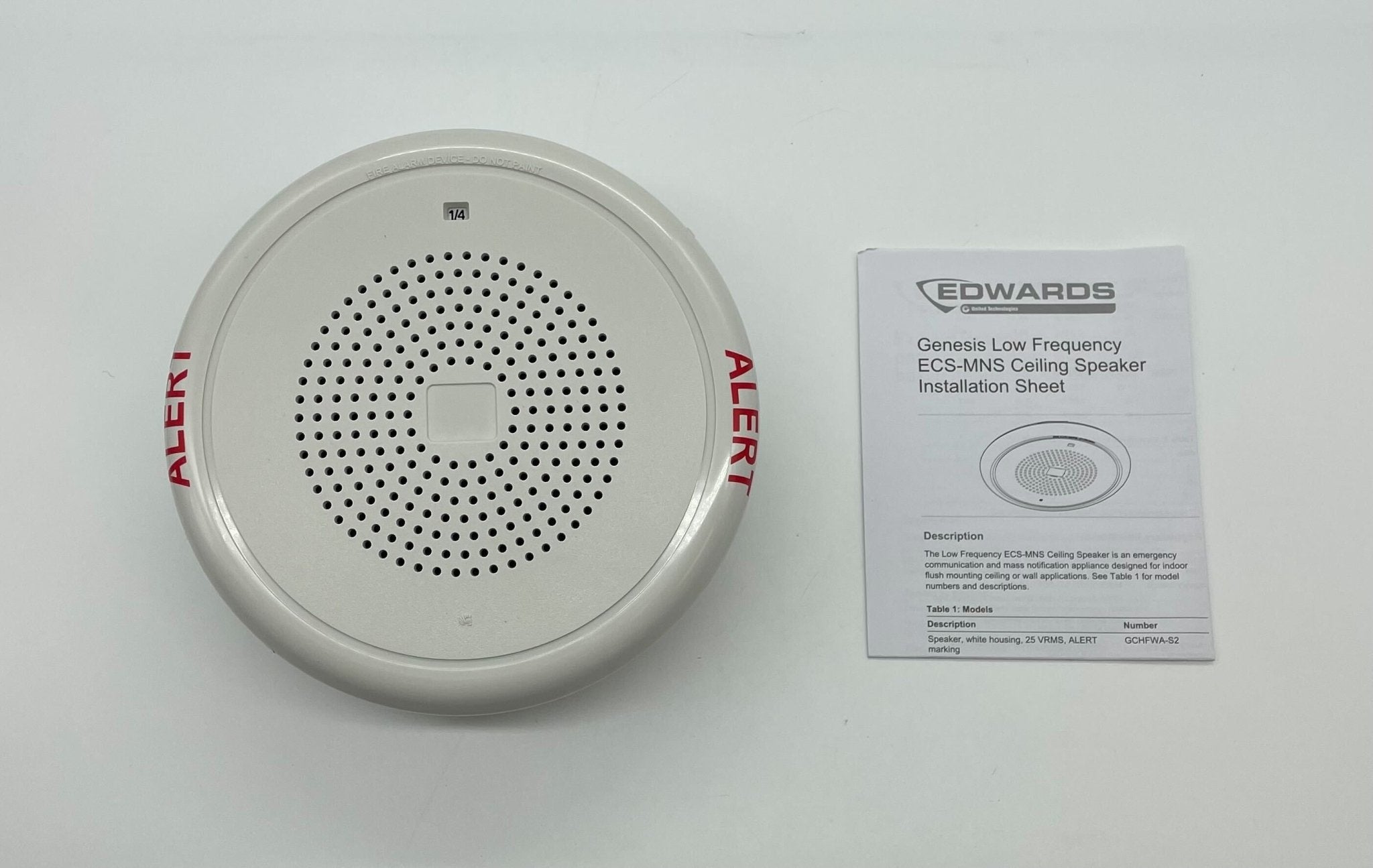 Edwards Genesis GCHFWA-S7 high-fidelity ceiling speaker mounted in a ceiling for clear sound distribution.