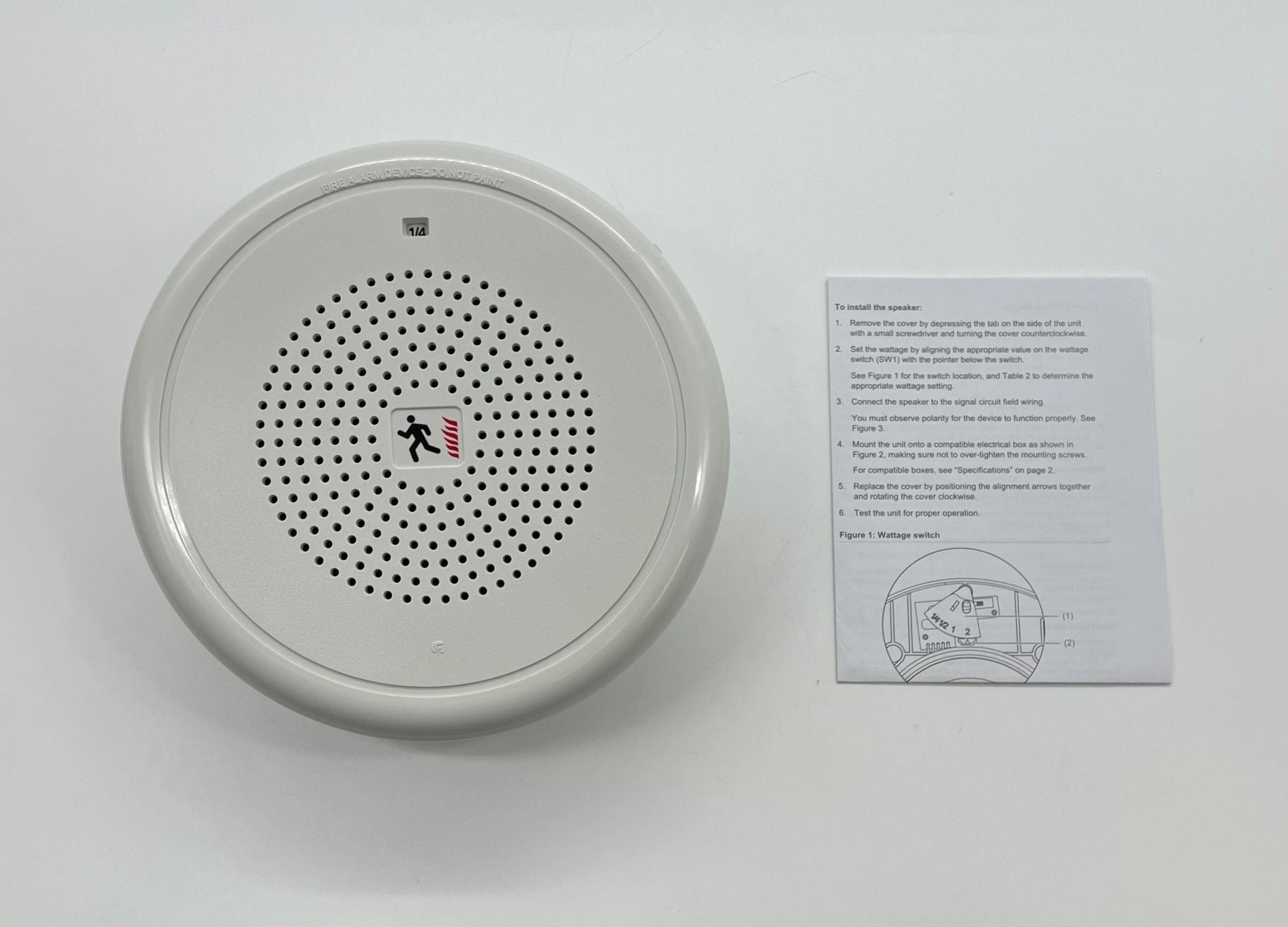 Edwards Genesis GCHFWN-S7 high fidelity ceiling speaker, round white in-ceiling speaker with grille and mounting frame.
