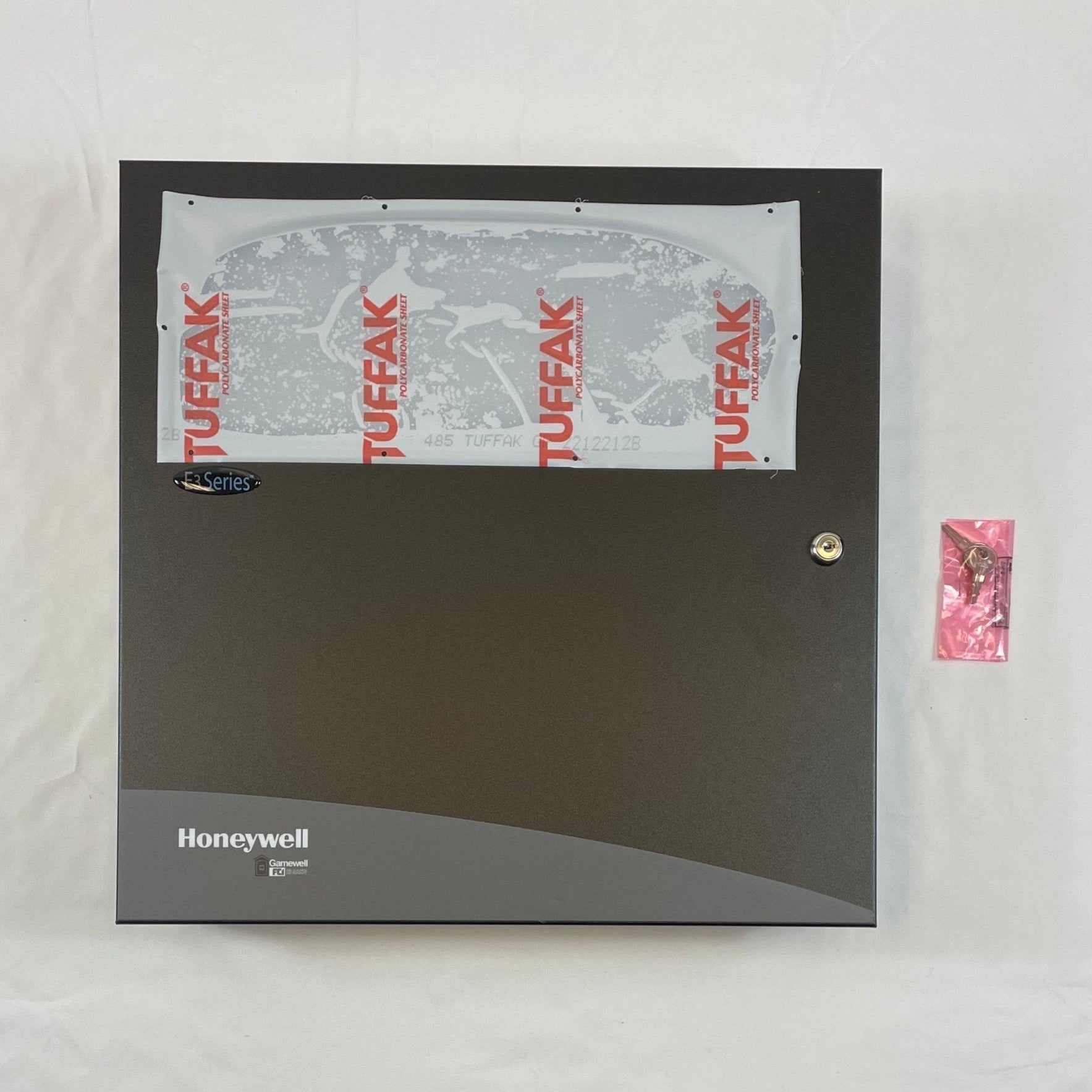 Gamewell-FCI E3BB-BB enclosure cabinet, LOC “B” size, black metal fire alarm control panel cabinet with secure door.