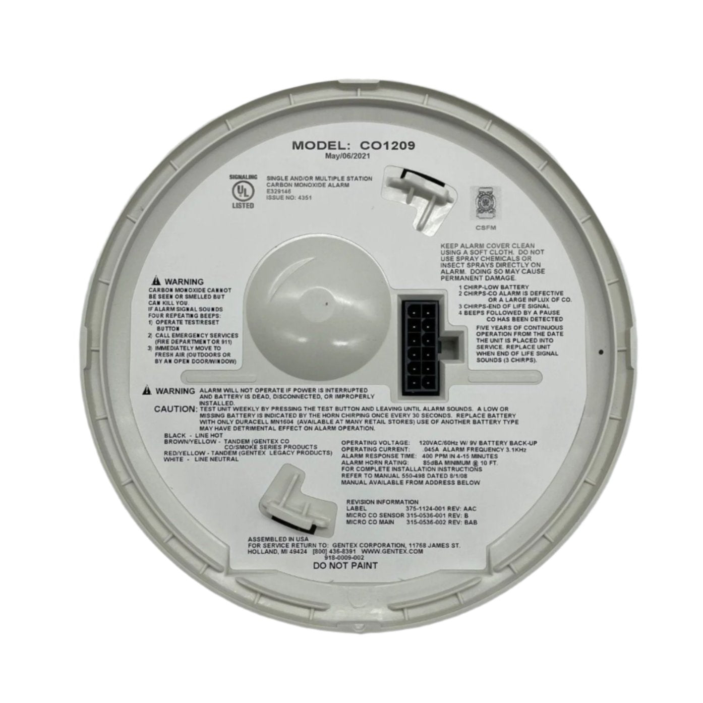 Gentex CO1209 - The Fire Alarm Supplier