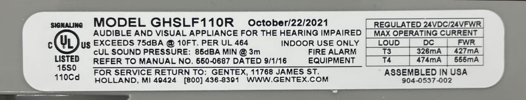 Gentex GHSLF110R - The Fire Alarm Supplier