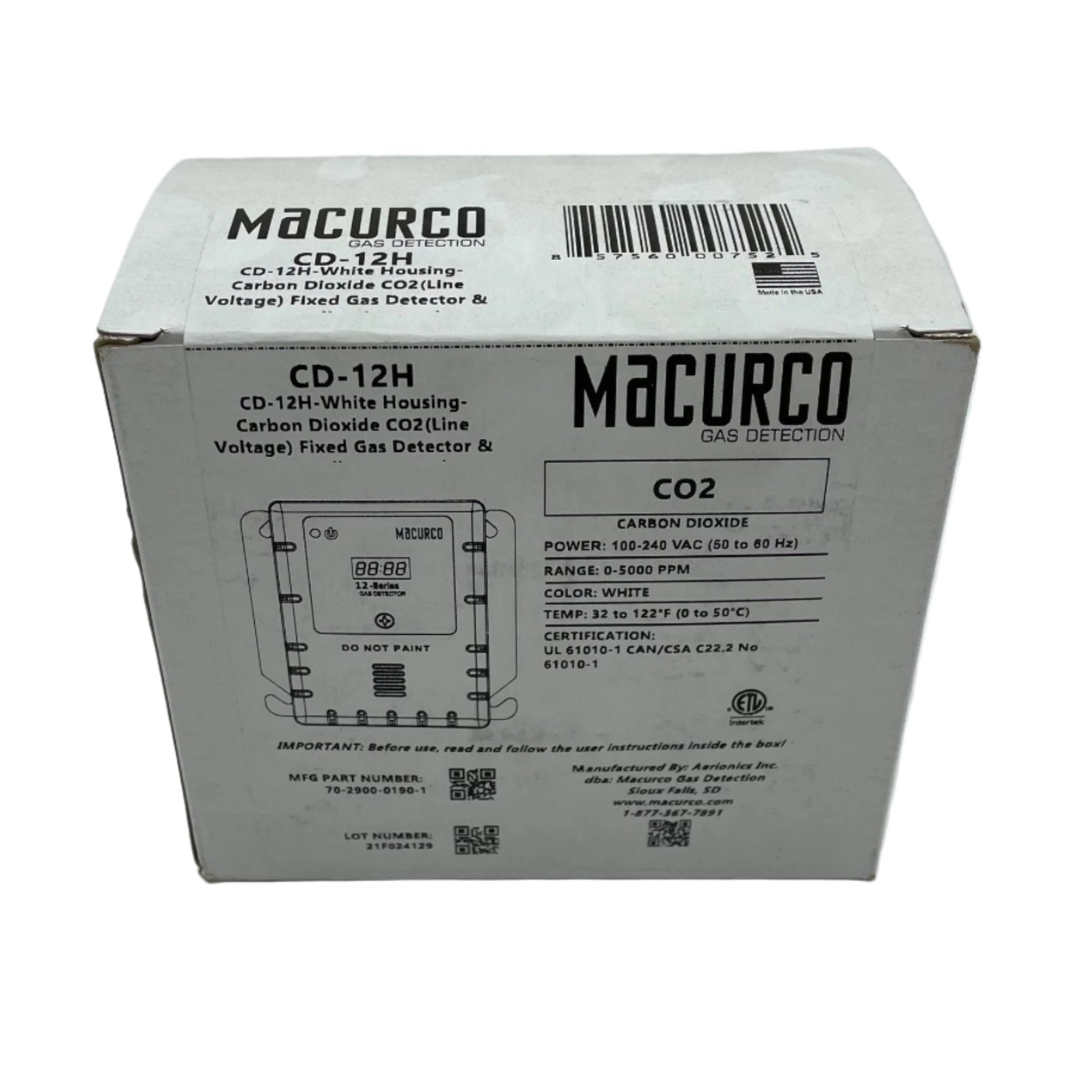 Macurco CD-12H Carbon Dioxide Detector - The Fire Alarm Supplier