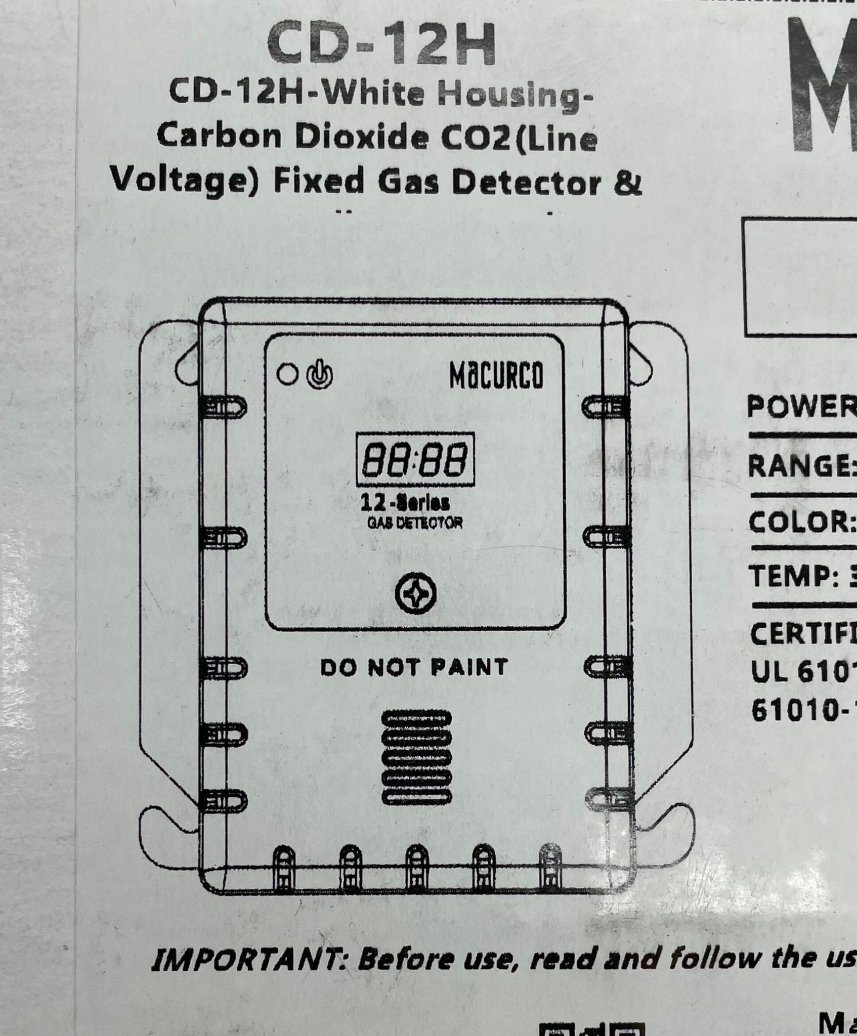 Macurco CD-12H Carbon Dioxide Detector - The Fire Alarm Supplier