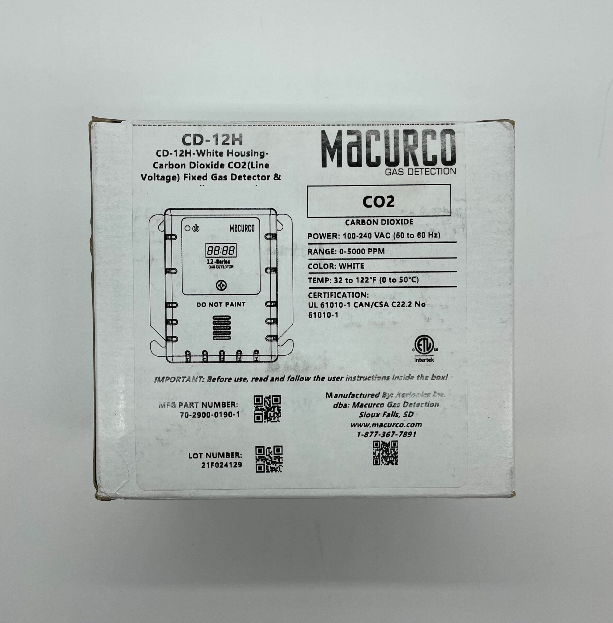 Macurco CD-12H Carbon Dioxide Detector - The Fire Alarm Supplier