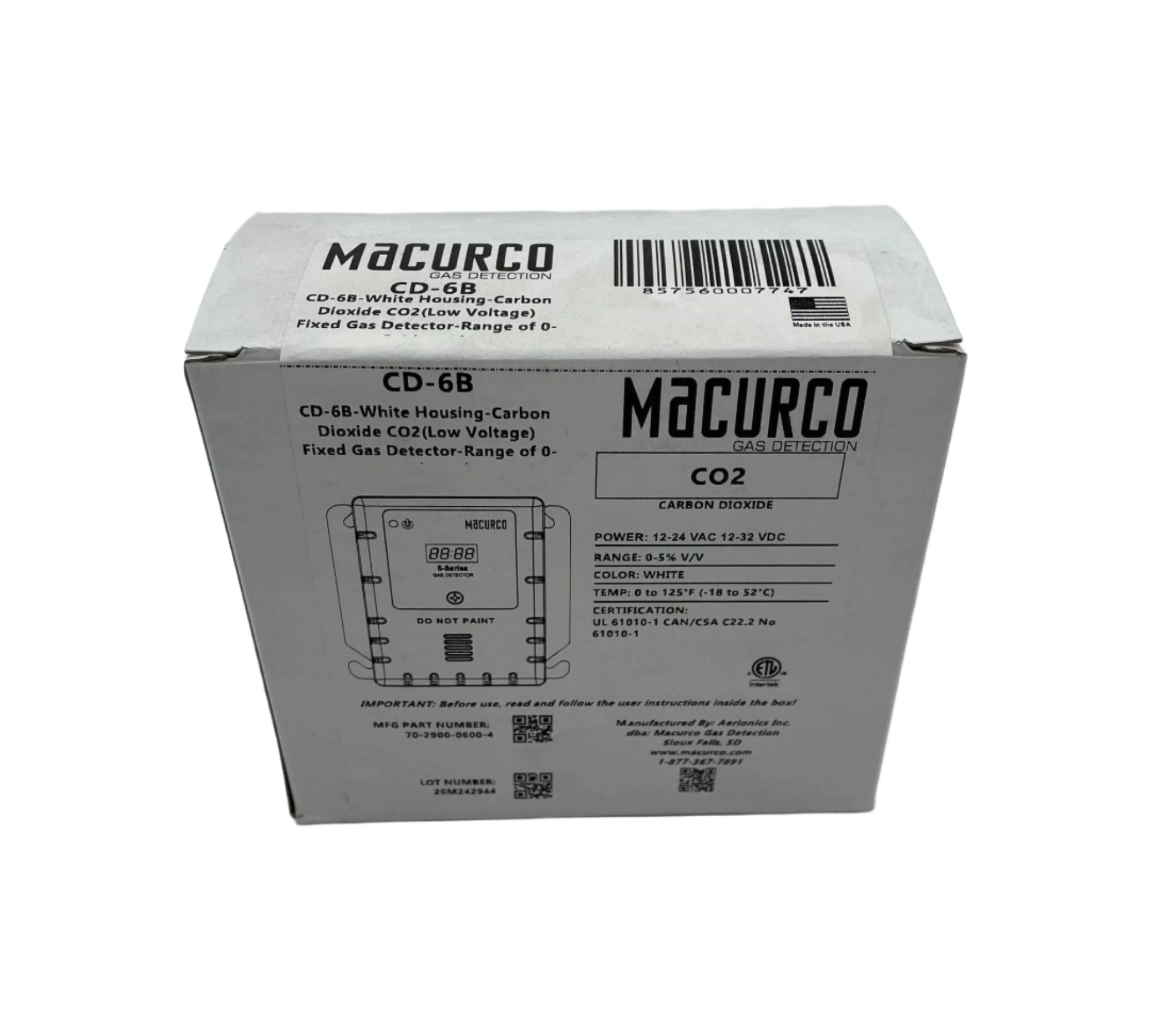 Macurco CD-6B Carbon Dioxide Fixed Gas Detector Box - The Fire Alarm Supplier