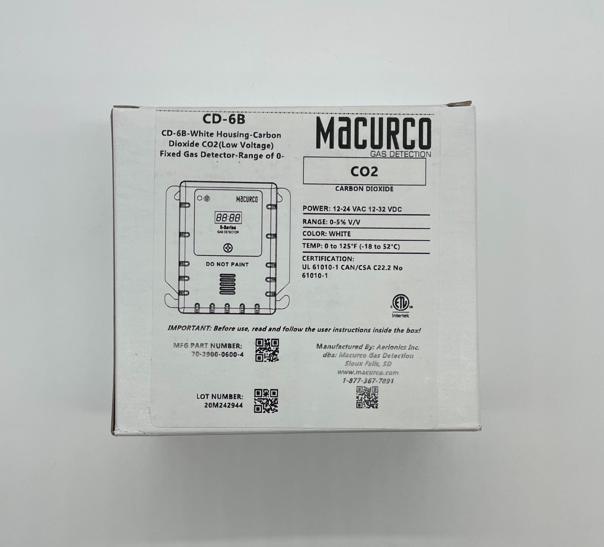 Macurco CD-6B Carbon Dioxide Fixed Gas Detector Box - The Fire Alarm Supplier