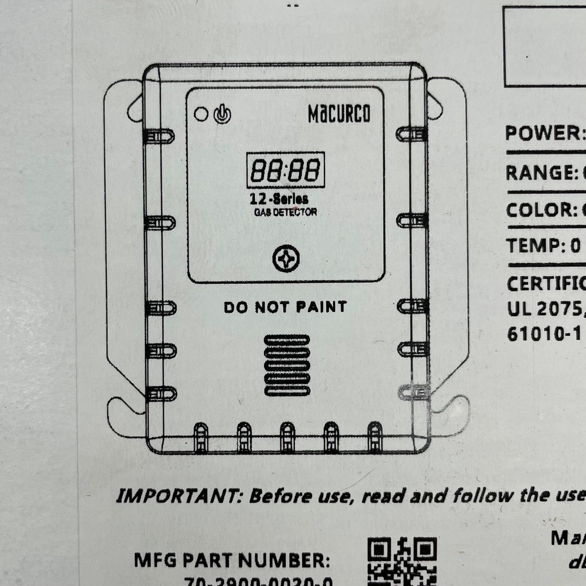 Macurco CM-12 Carbon Monoxide Gas Detector - The Fire Alarm Supplier