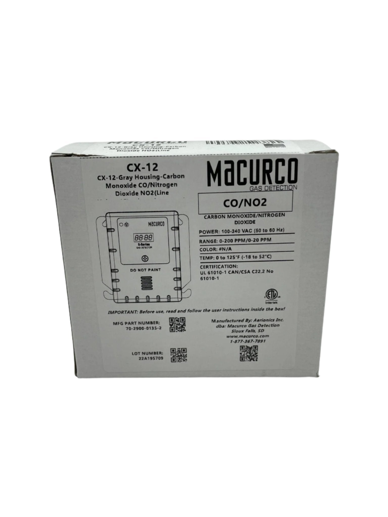 Macurco CX-12 Nitrogen Dioxide Gas Detector - The Fire Alarm Supplier