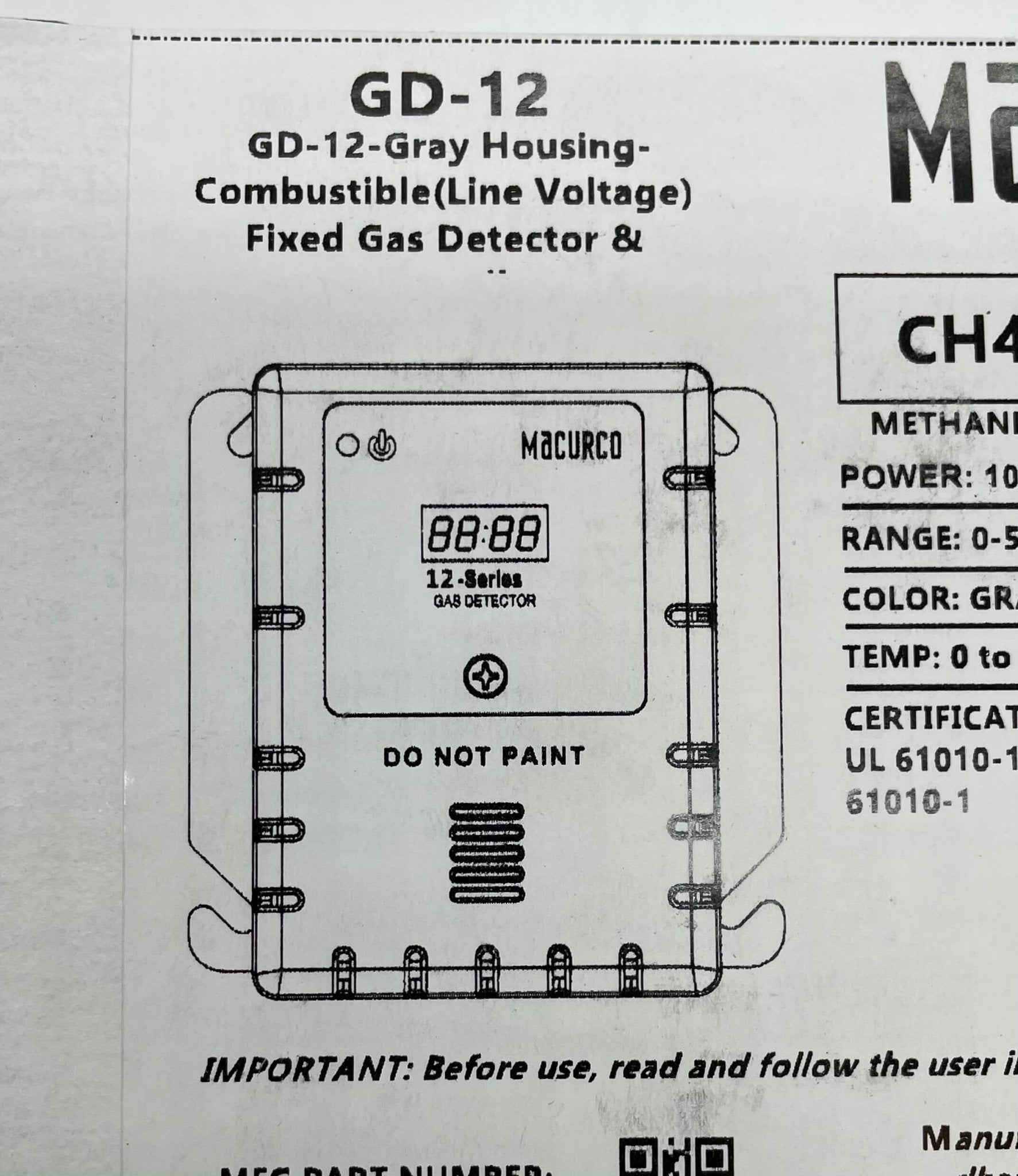 Macurco GD-12 - The Fire Alarm Supplier