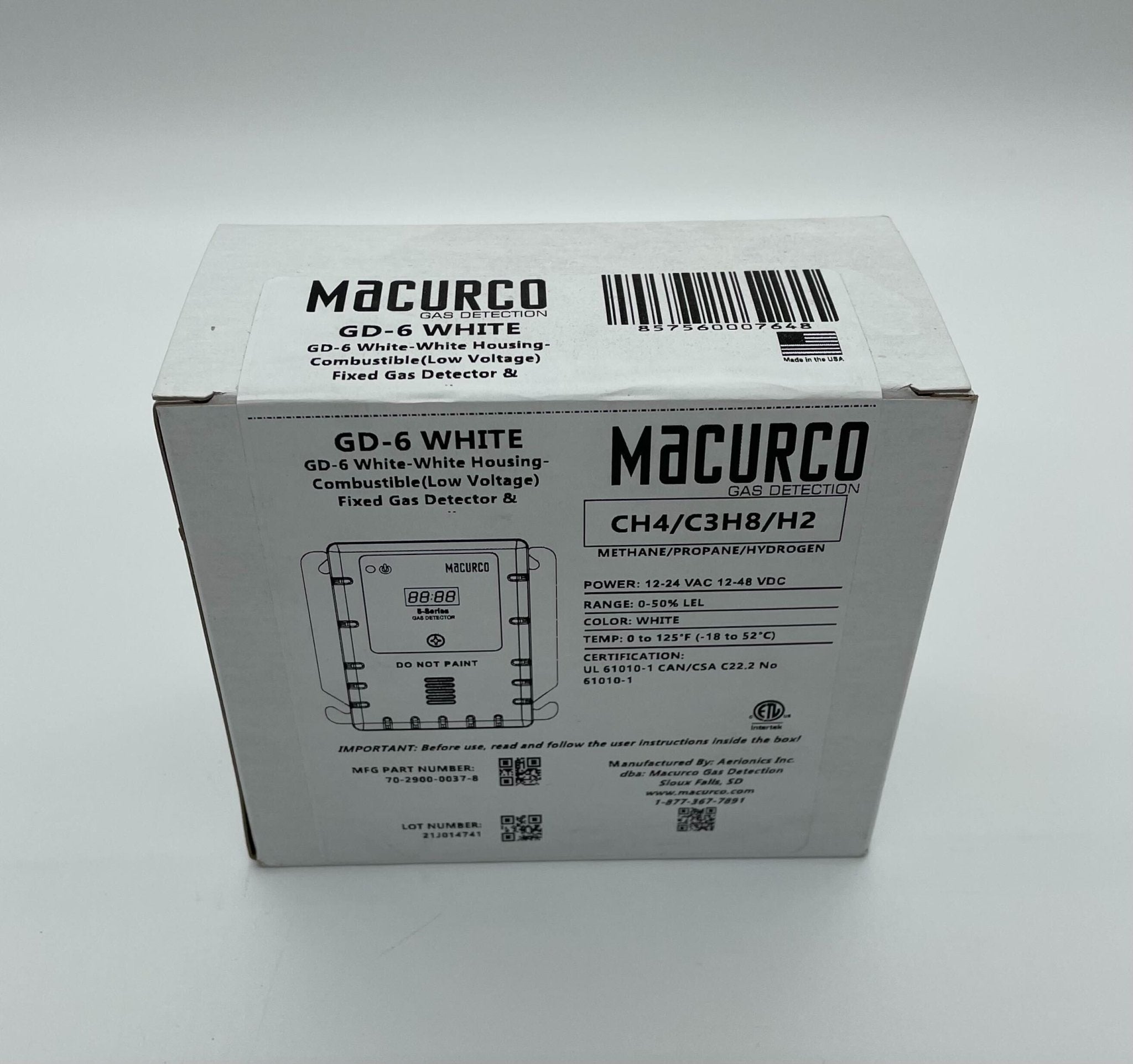 Macurco GD-6 WHITE Fixed Gas Detector - The Fire Alarm Supplier