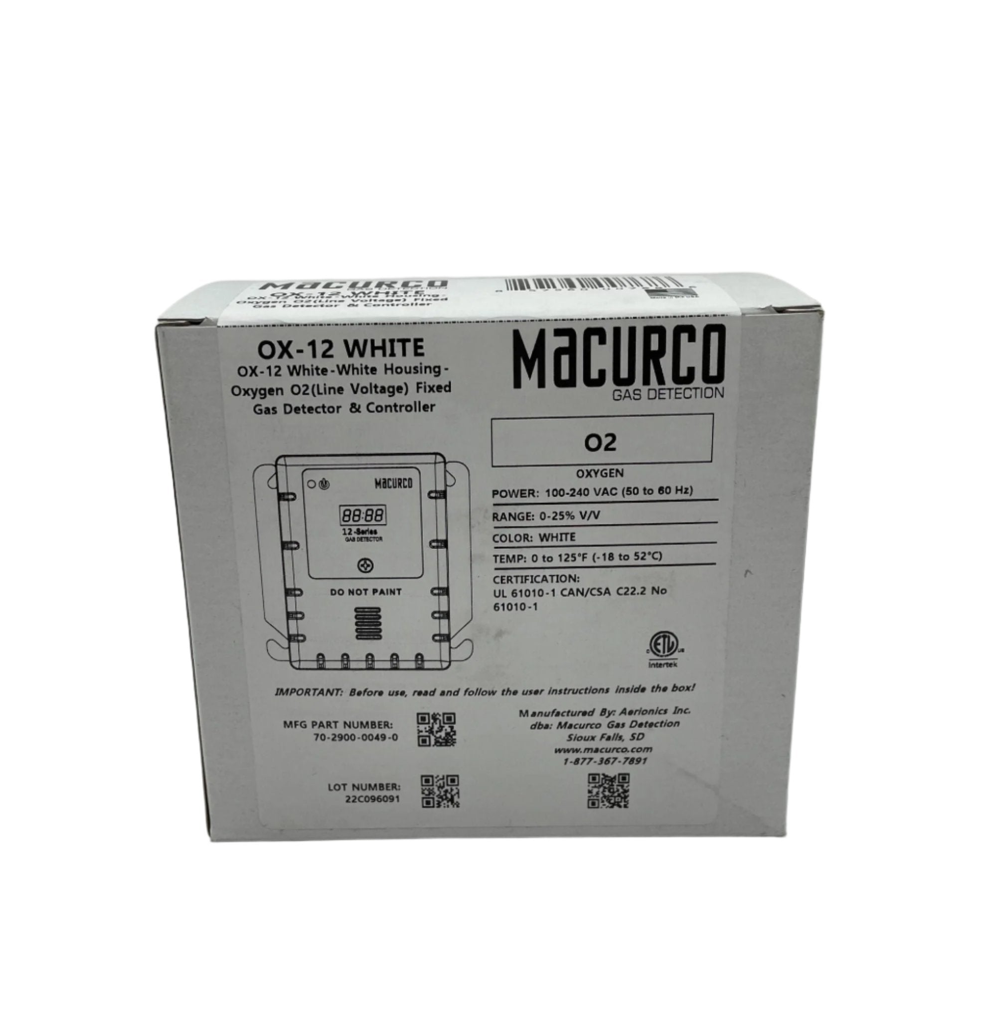 Macurco OX-12 WHITE - The Fire Alarm Supplier