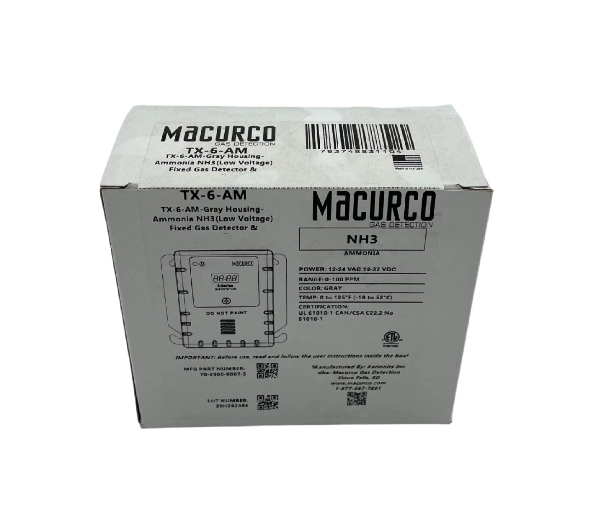 Macurco TX-6-AM Amonia Gas Detector - The Fire Alarm Supplier