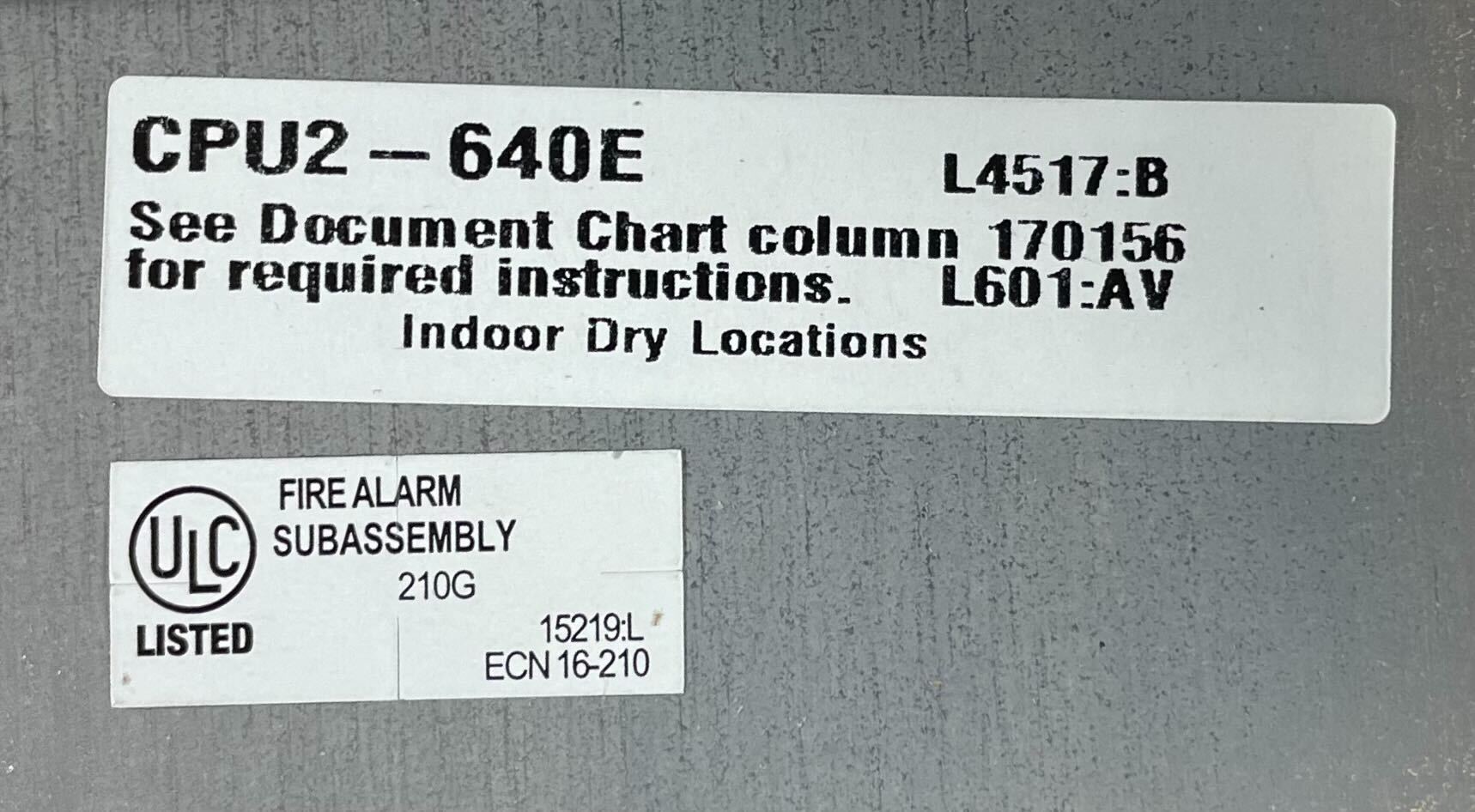 にゃーページ Notifier CPU2-640E Central Processing Units 240 VAC - The Fire