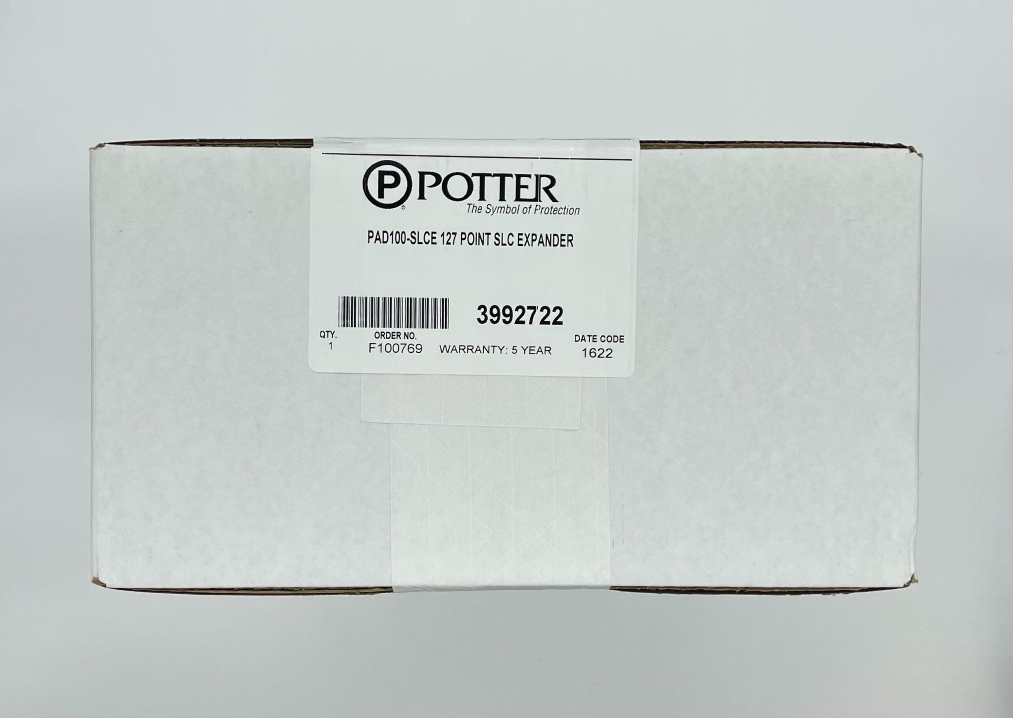 Potter PAD100-SLCE Addressable Loop Expander module for fire alarm systems, showing circuit connections and front panel.