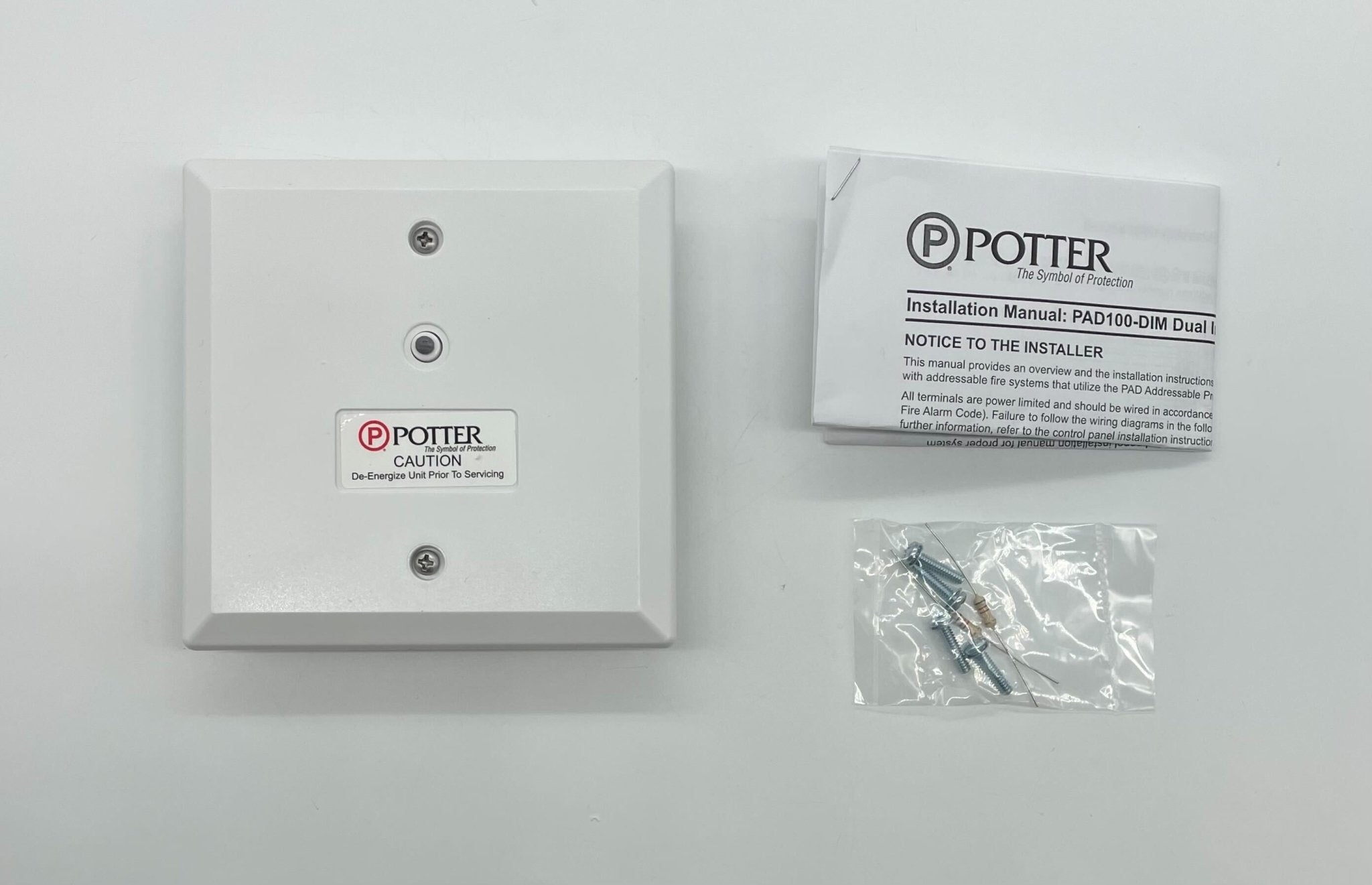 Potter PAD100-DIM dual input module, an industrial control module with dual input ports for electrical systems.