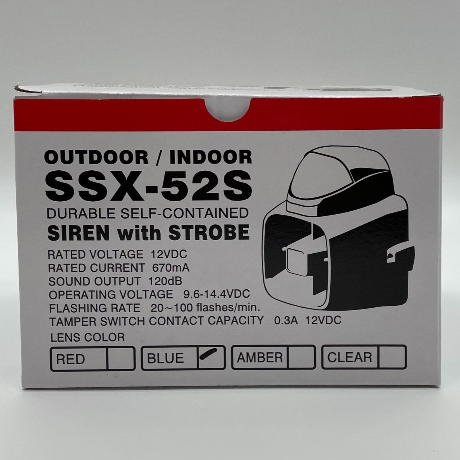 Potter SSX-52SB 15W Siren Blue Strobe light, a flashing warning strobe with blue illumination for safety alert signals.
