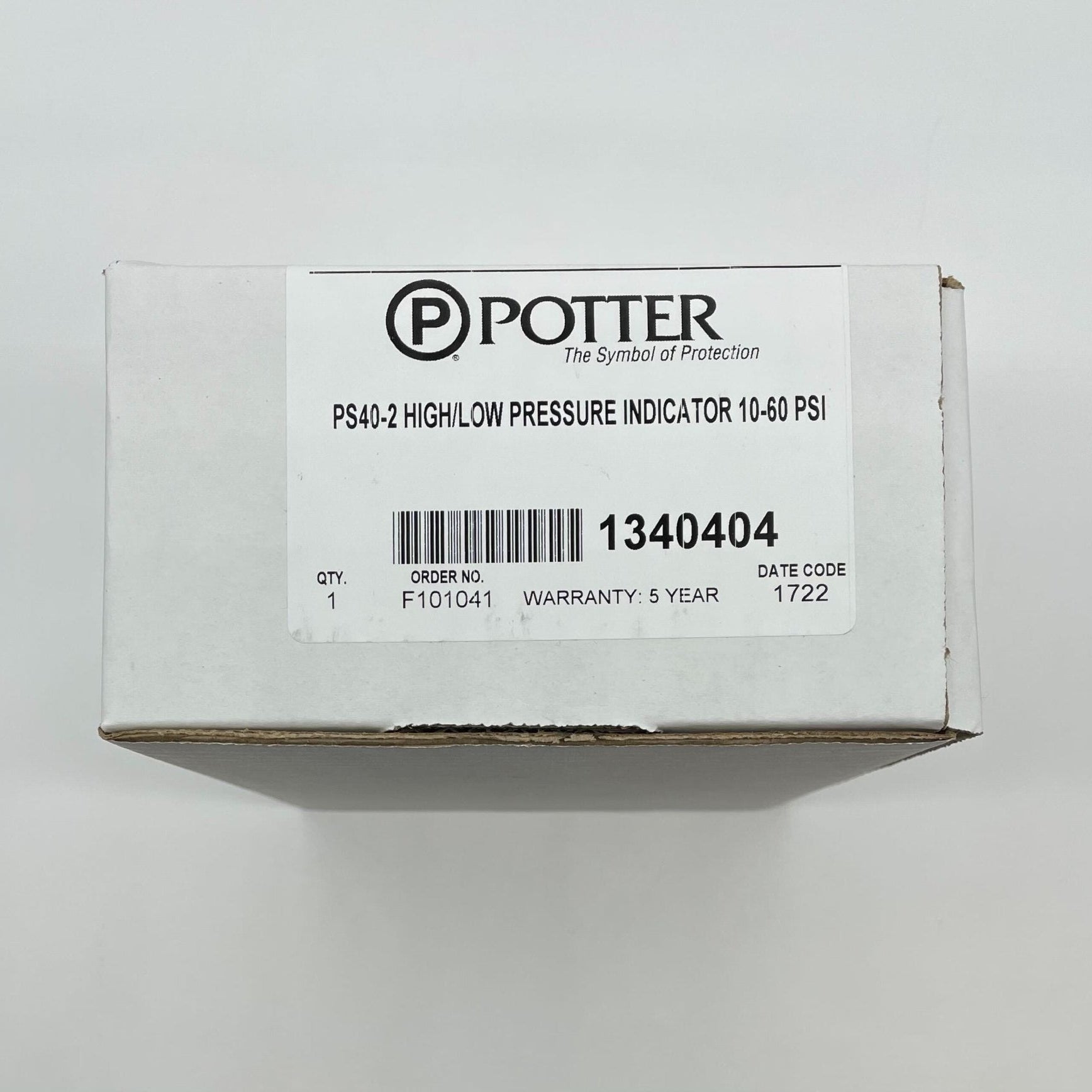 Potter PS40-2 supervisory pressure switch with two SPDT contact sets, used for industrial pressure control applications.