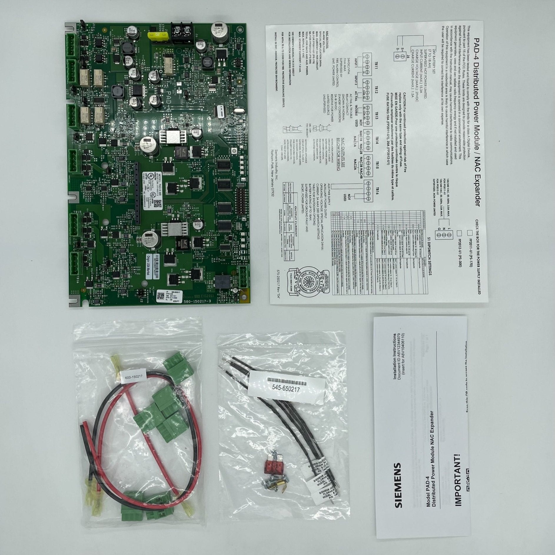 Siemens PAD-4-MB (500-650217) PAD-4 NAC Expander Board - The Fire Alarm ...