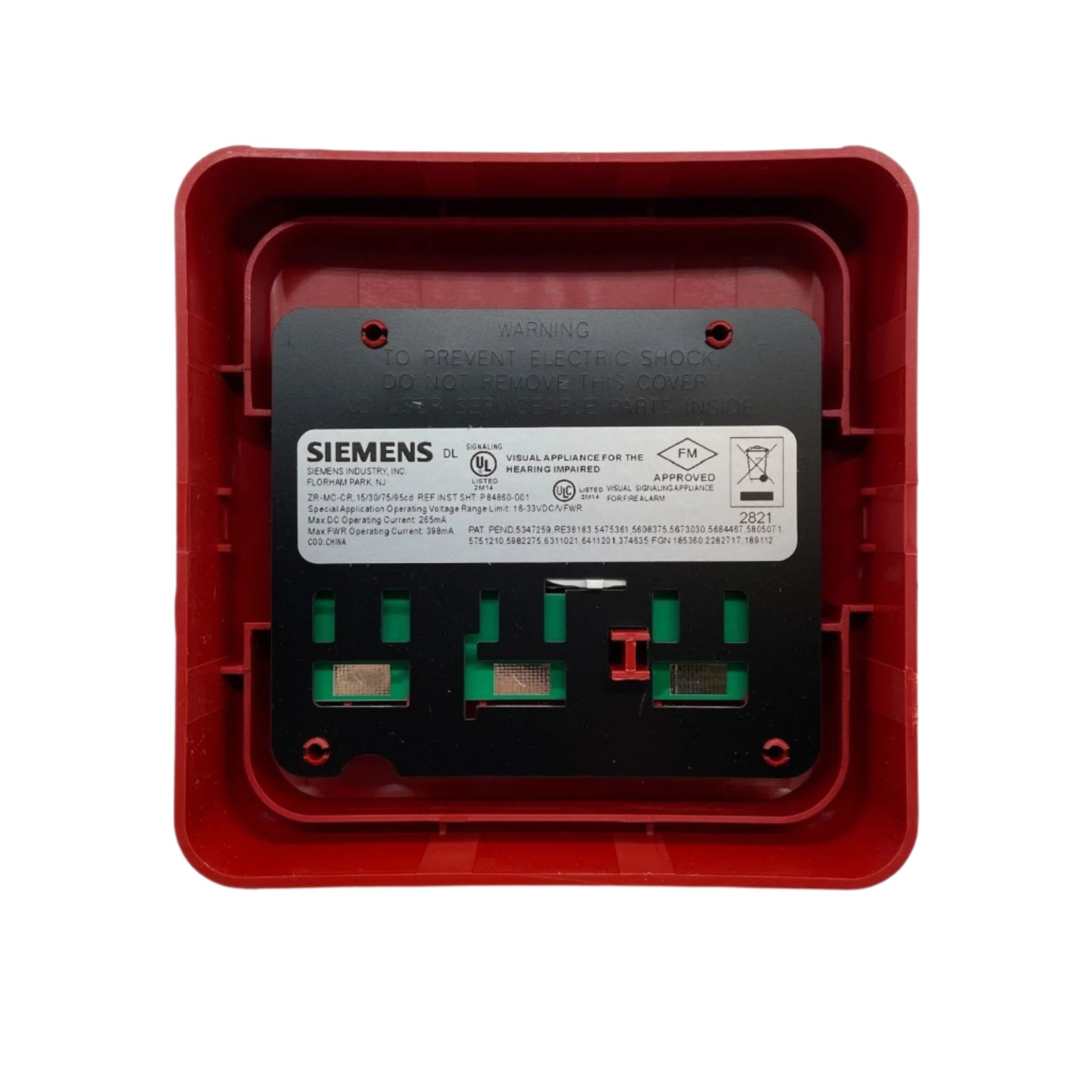 Siemens ZR-MC-CR Strobe Multi-Candela Ceiling Red, a red emergency warning strobe light with adjustable brightness settings.