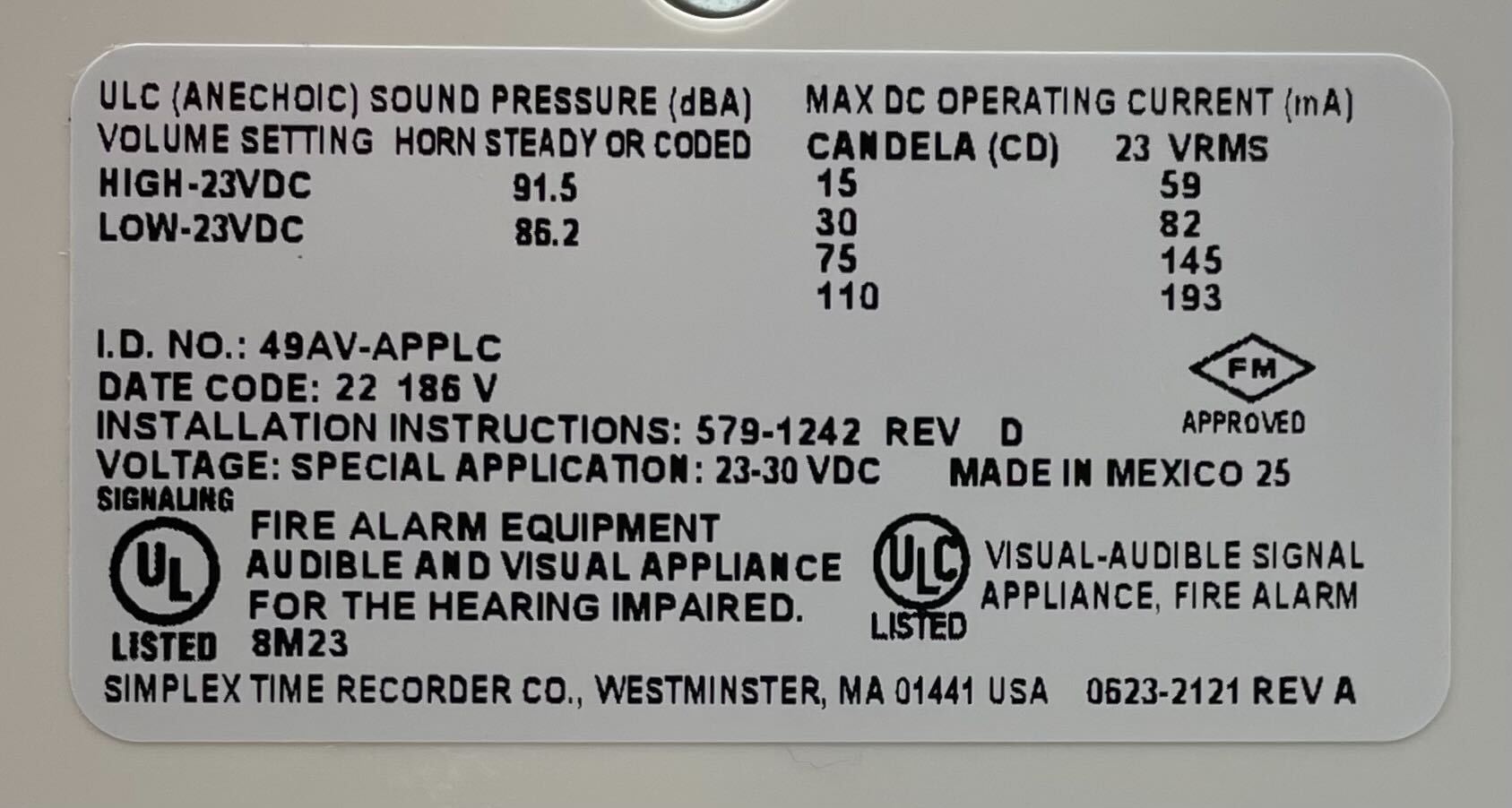 Simplex 49AV-APPLC - The Fire Alarm Supplier