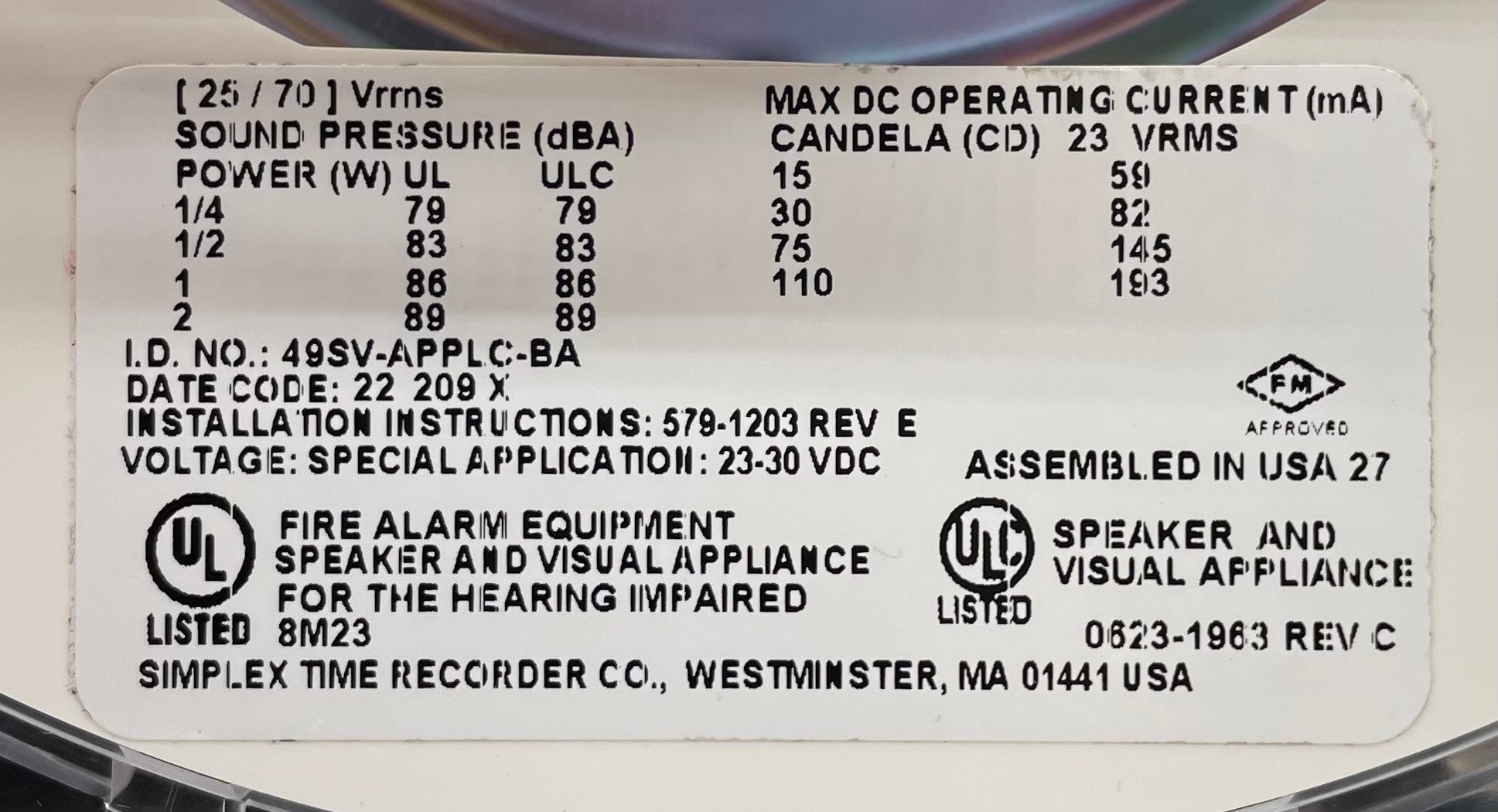 Simplex 49SV-APPLC-BA - The Fire Alarm Supplier