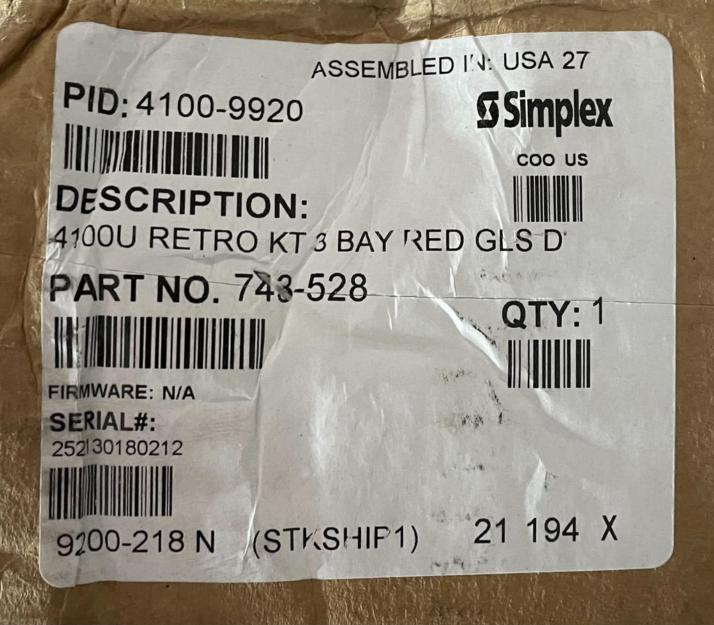Simplex 9816 Simplex 4100-9920 4100ES Retrokt 3 Bay Red - The Fire Alarm Supplier