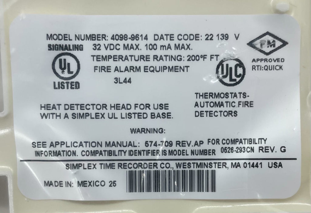Heat Dectator Simplex Simplex 4098-9614 SSD Heat Detector
