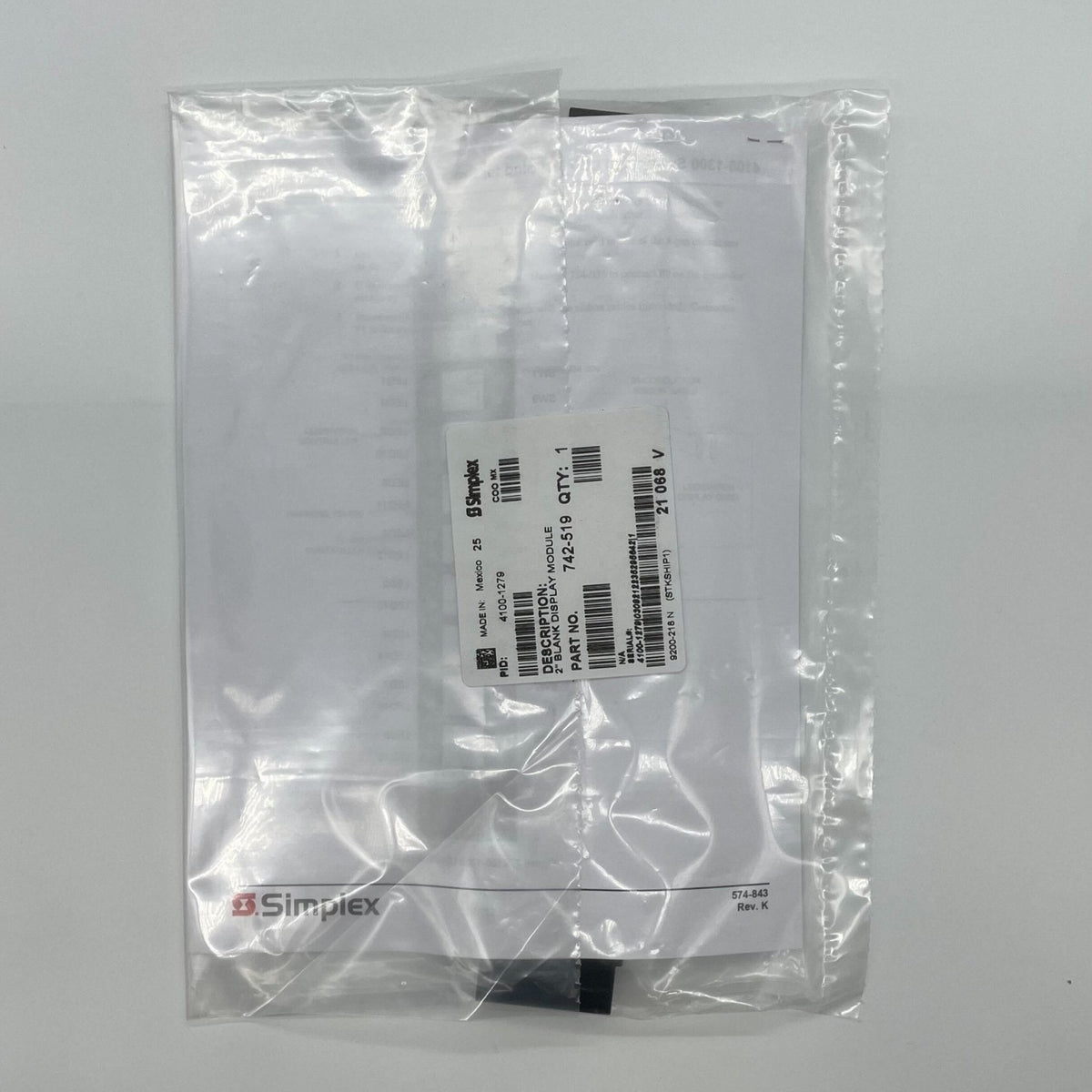 Simplex 4100-1279 Blank Display Module