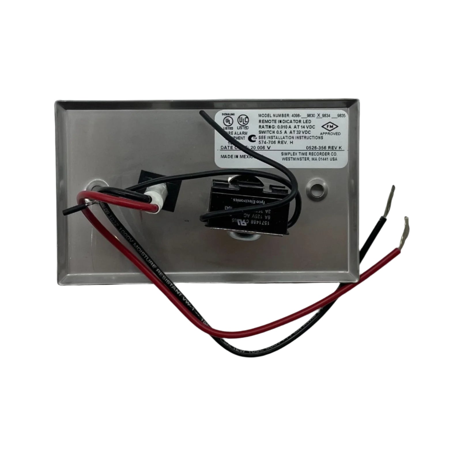 Simplex 4098-9834 remote test station with keyswitch, used for fire alarm system testing and control.