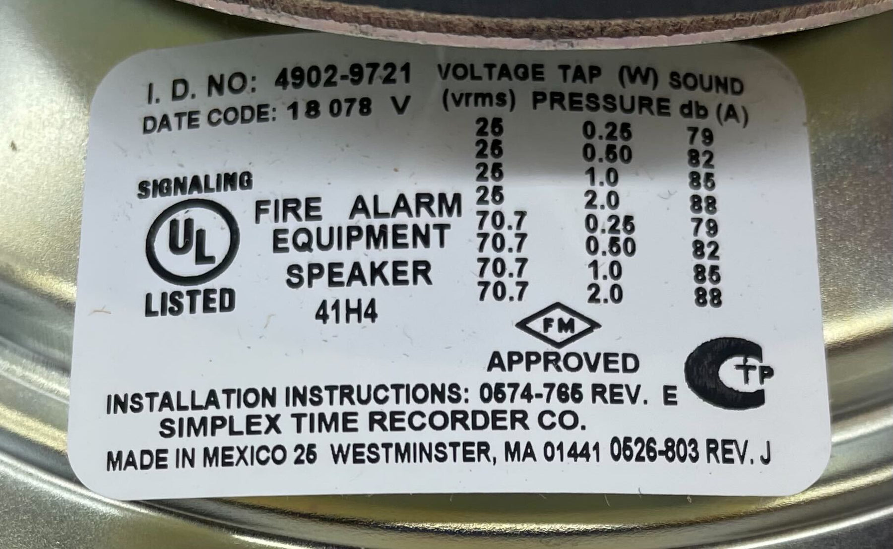 Simplex Ceiling Sensor Simplex 4902-9721 Ceiling Mount Speaker - The Fire Alarm Supplier