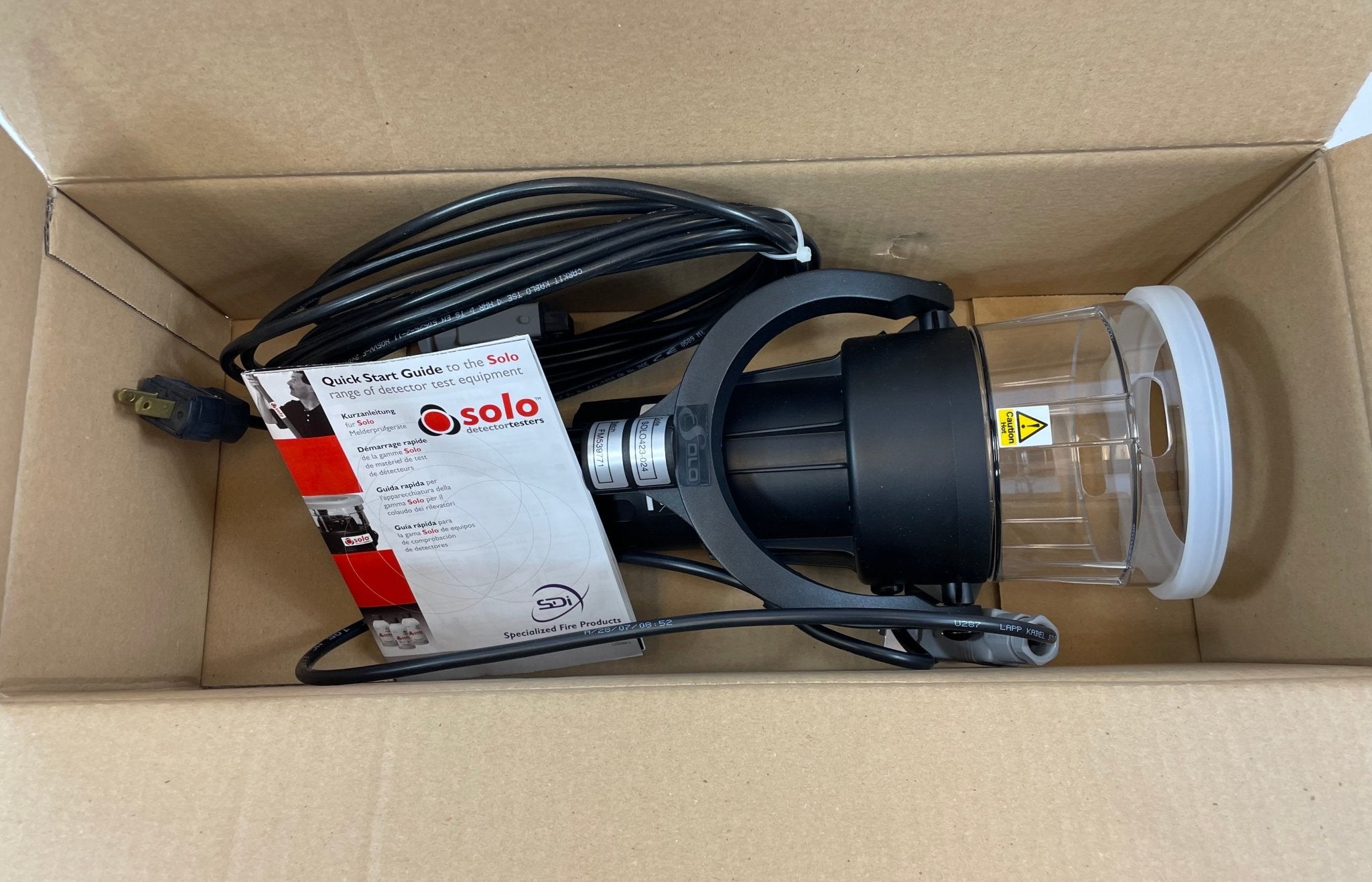 Solo 423 Heat Detector Tester in black with digital display for testing heat sensors in fire detection systems.