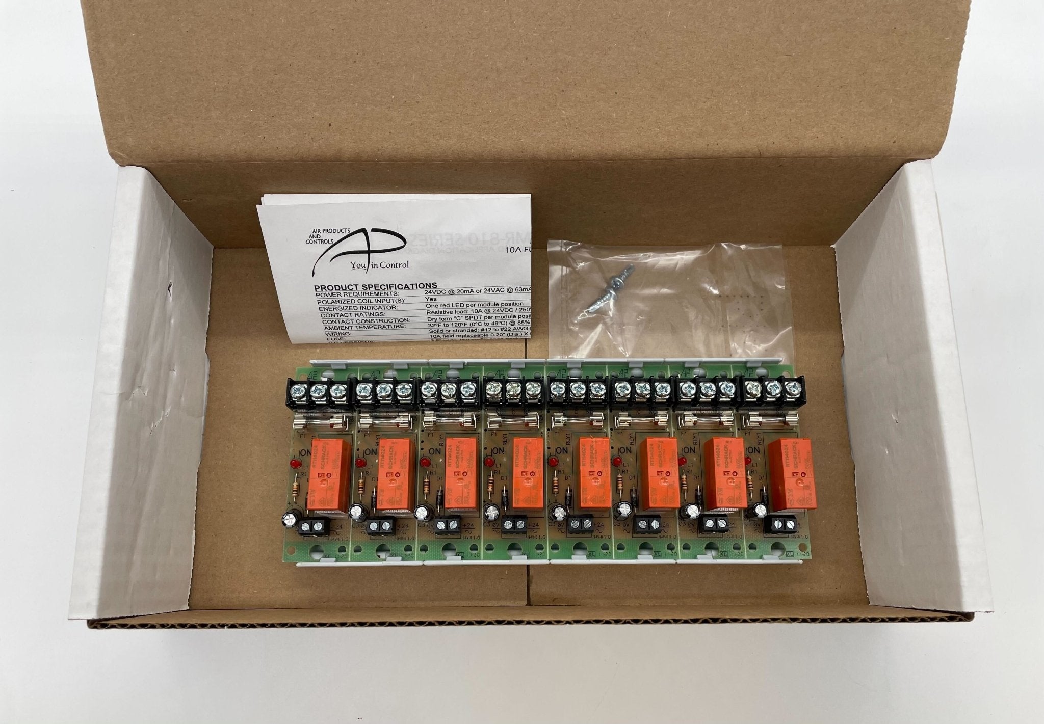 Space Age SSU-MR-818/T relay showing a compact black relay with connection terminals for 24 VAC/DC and 120 VAC.