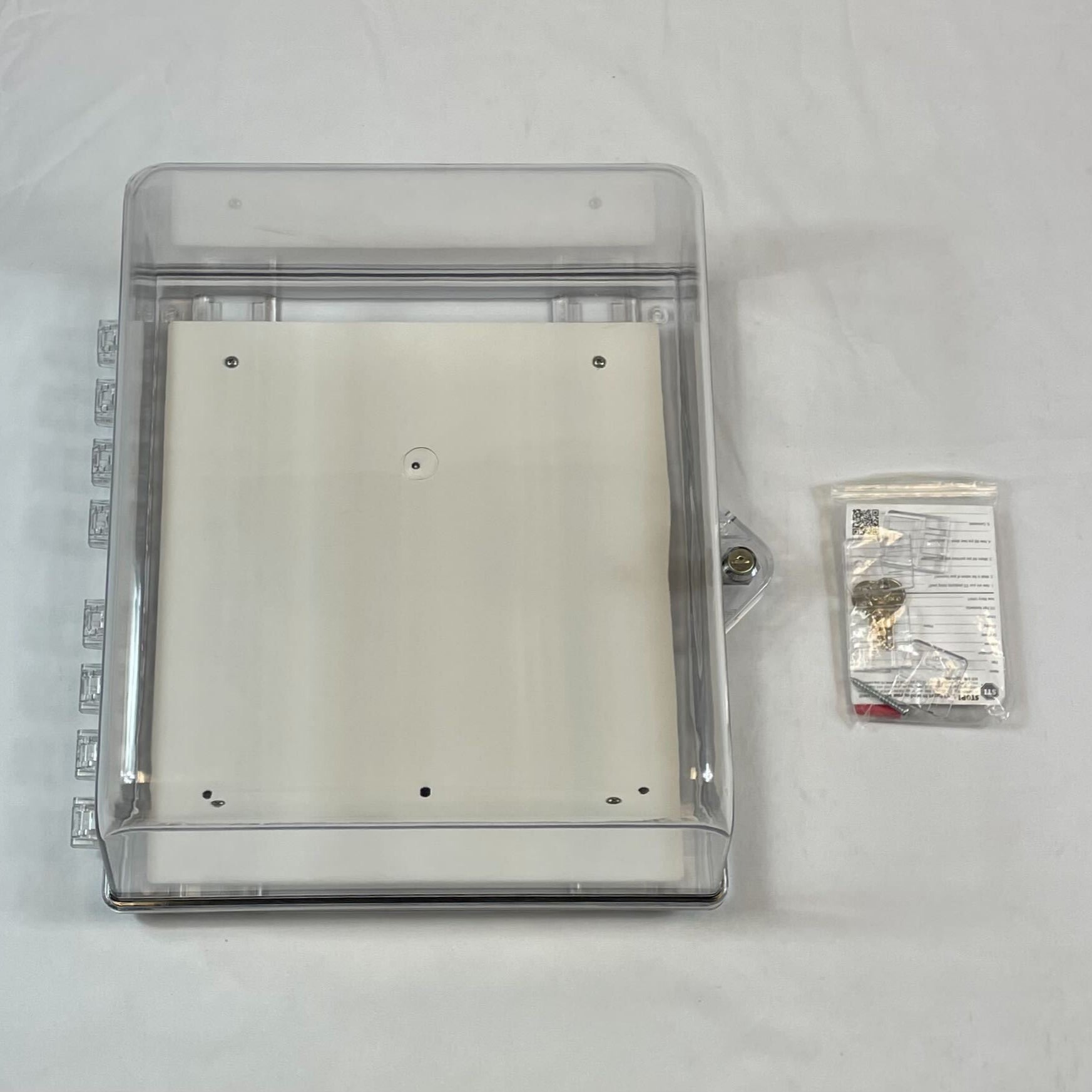 STI-7530 Safety Technology Protective Cabinet, Polycarbonate w/Backplate, Key Lock, Clear - The Fire Alarm Supplier