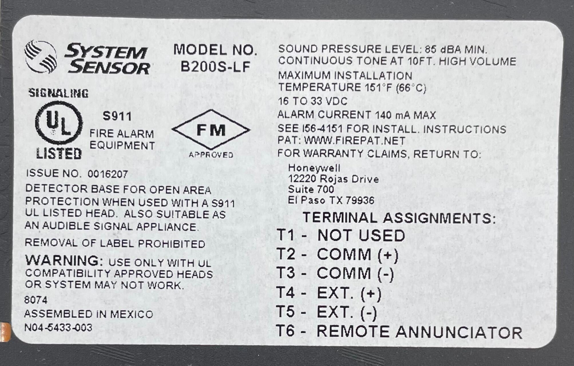 System Sensor B200S-LF - The Fire Alarm Supplier