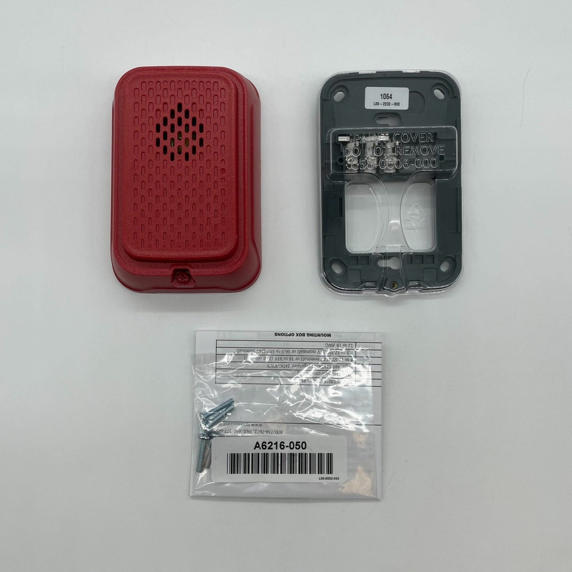 System Sensor HGRL horn in white wall mount with compact red design, used for alarm and alert signaling.