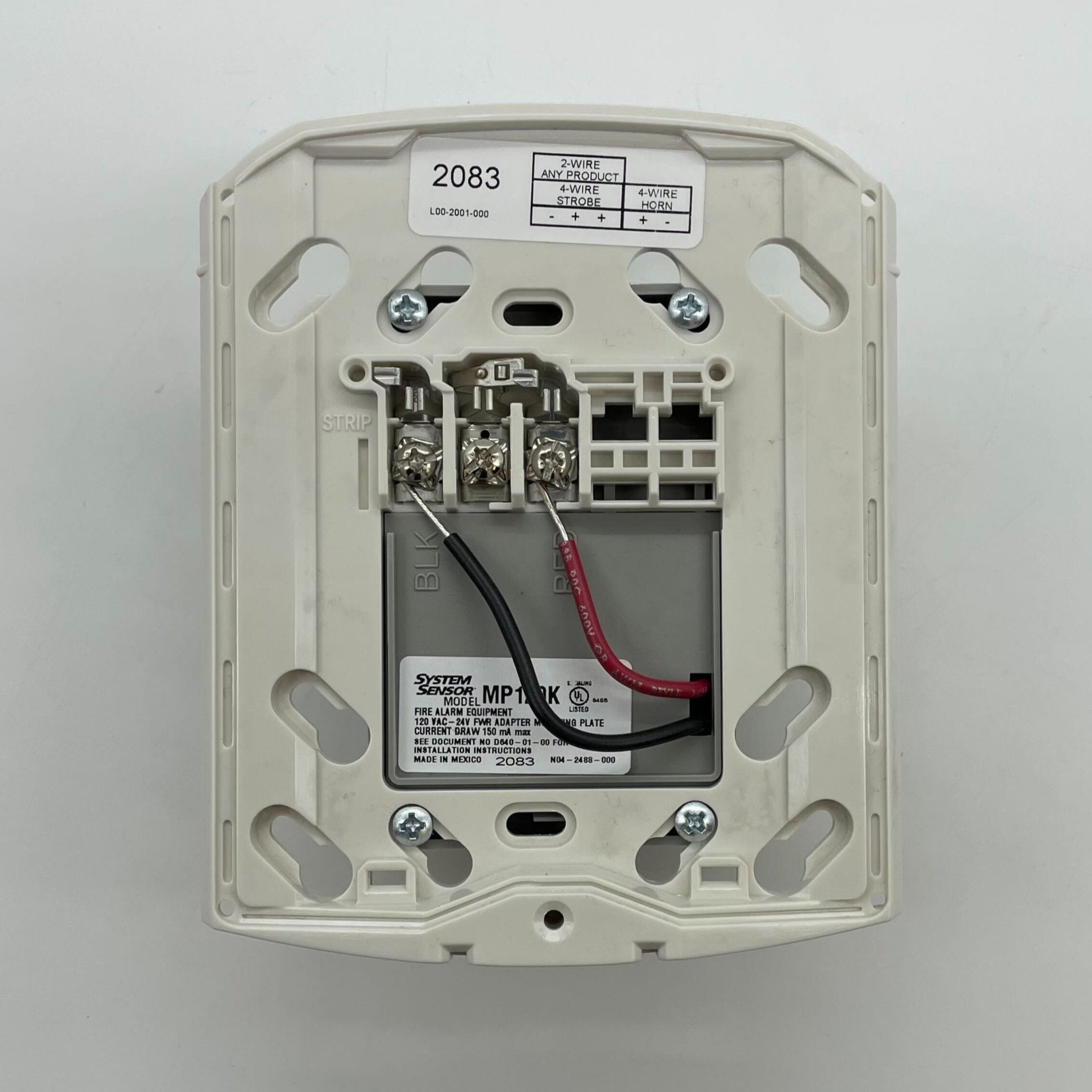 System Sensor MP120K 120 VAC adapter mounting plate for secure installation of sensor devices.