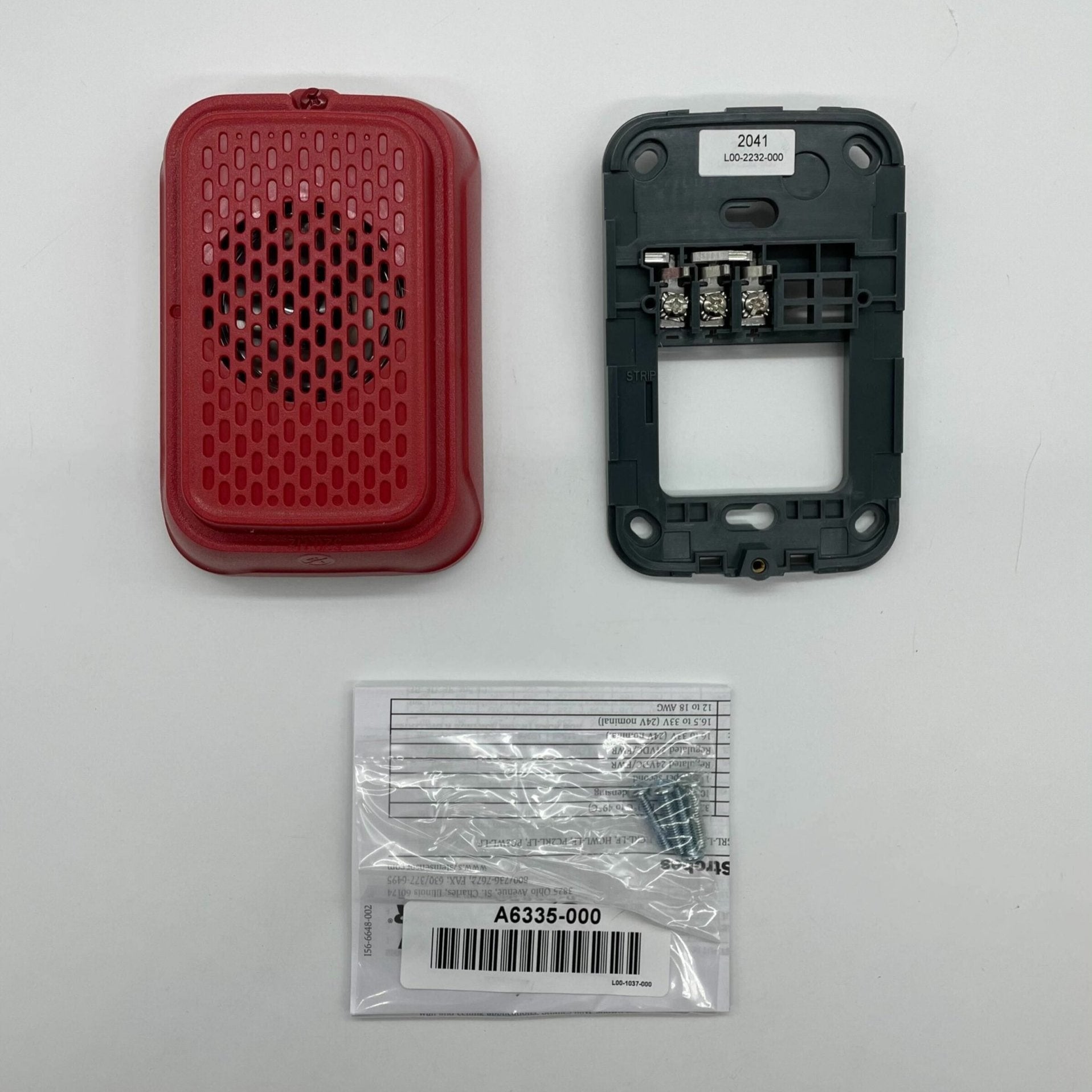 System Sensor HGRL-LF indoor low frequency compact sounder with a white plastic housing and mounting bracket.