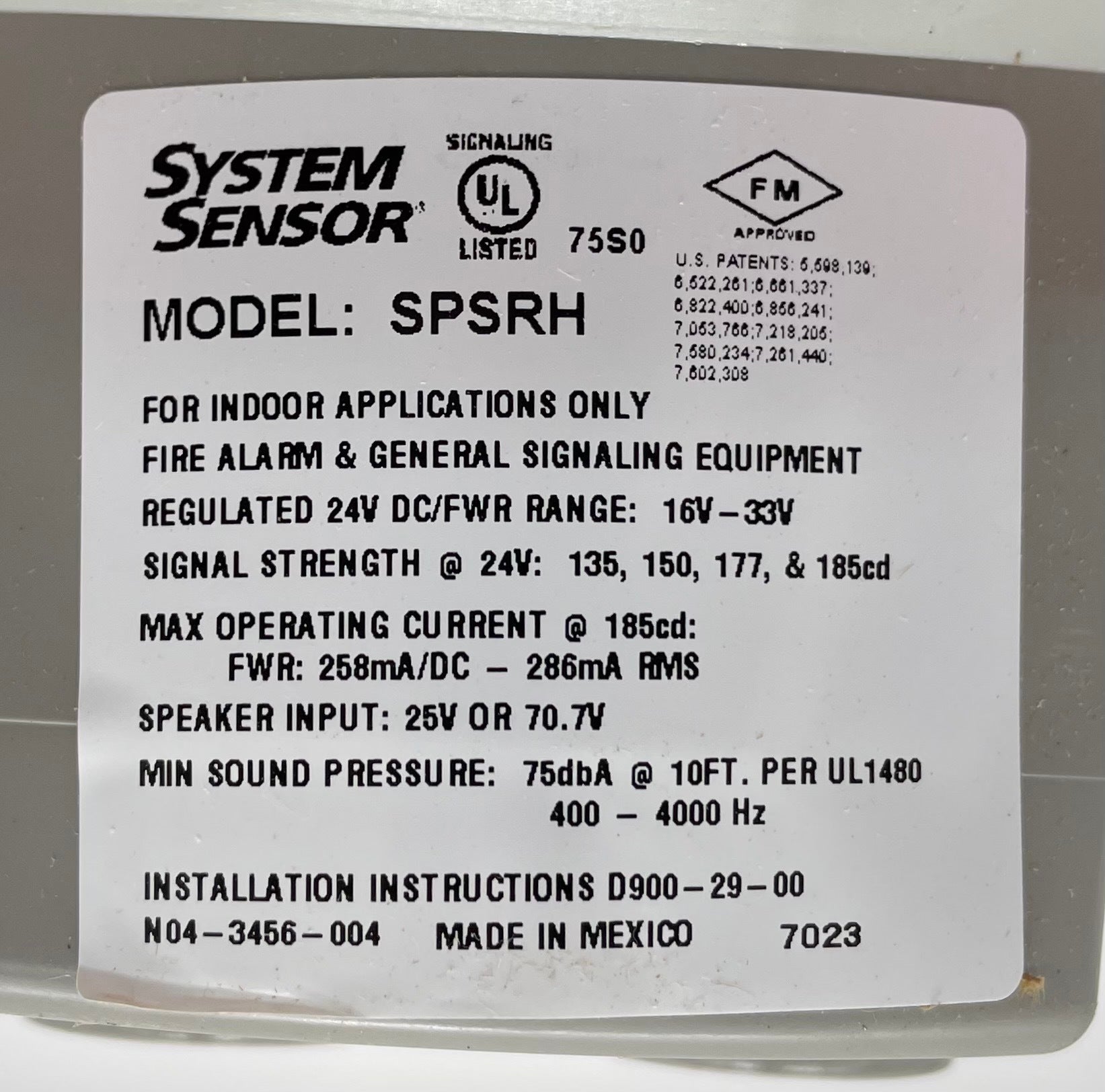 System Sensor SPSRH - The Fire Alarm Supplier