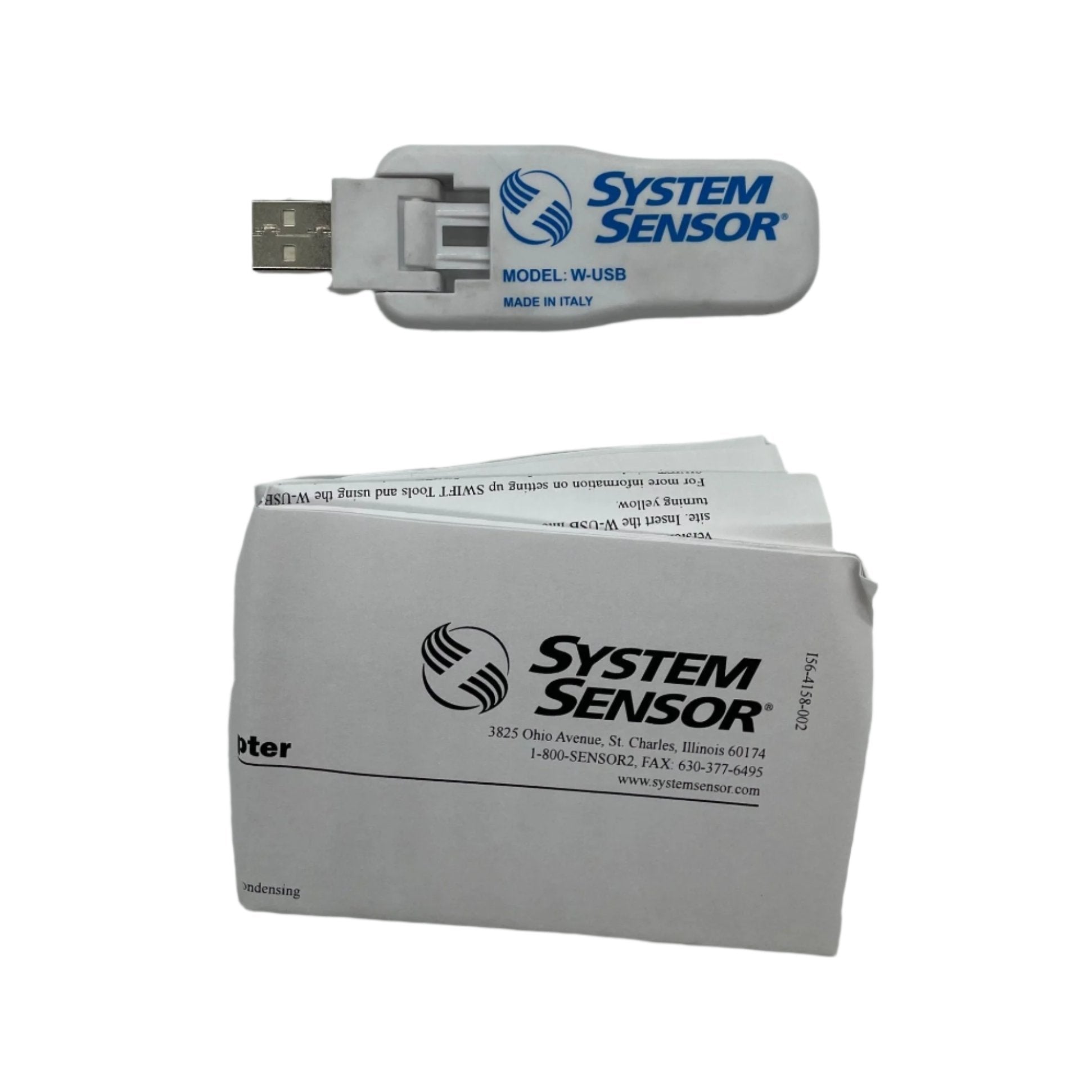 System Sensor W-USB software interface with USB connection for alarm system management and configuration.